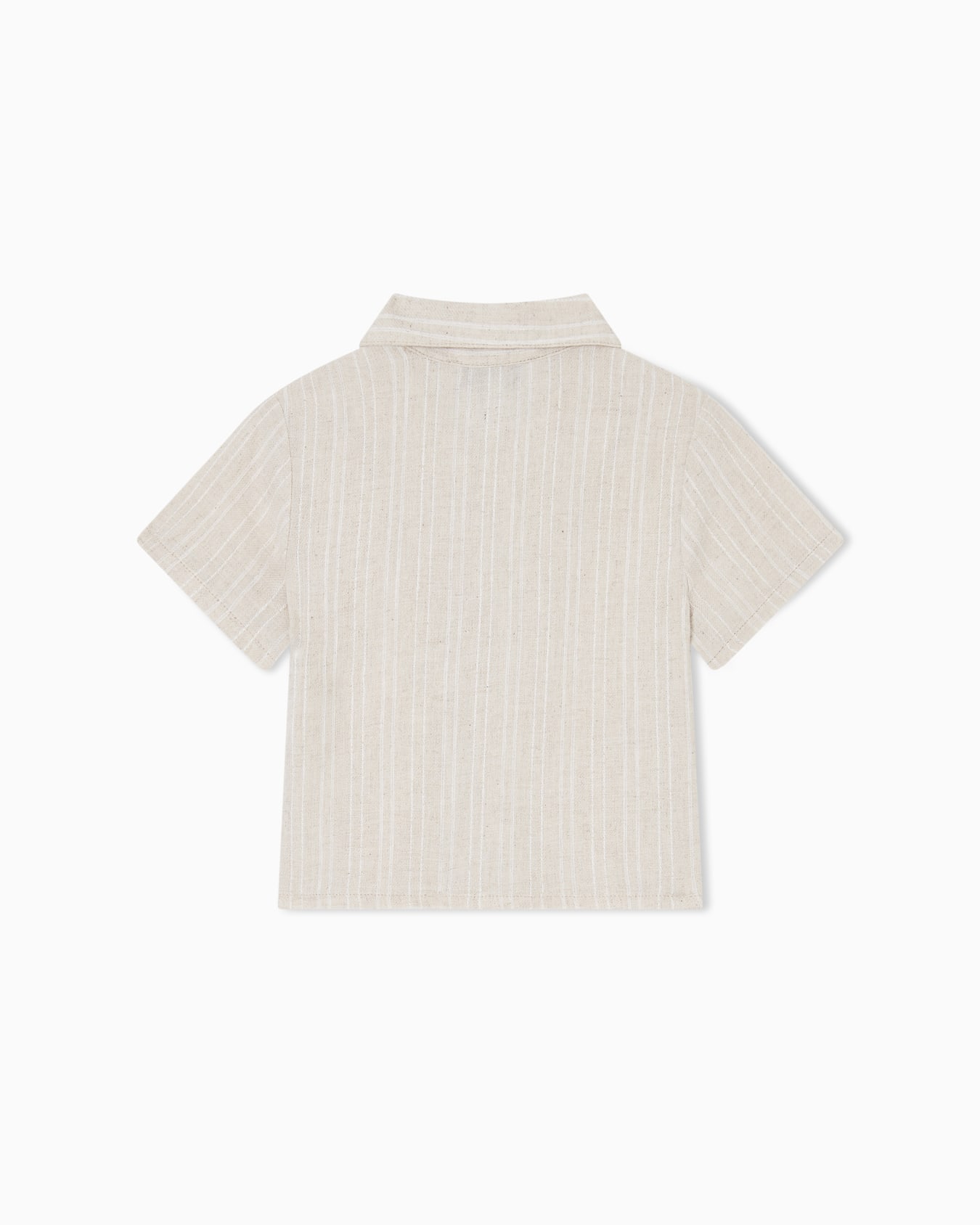 Camicia in misto lino a righe jacquard Slide 2