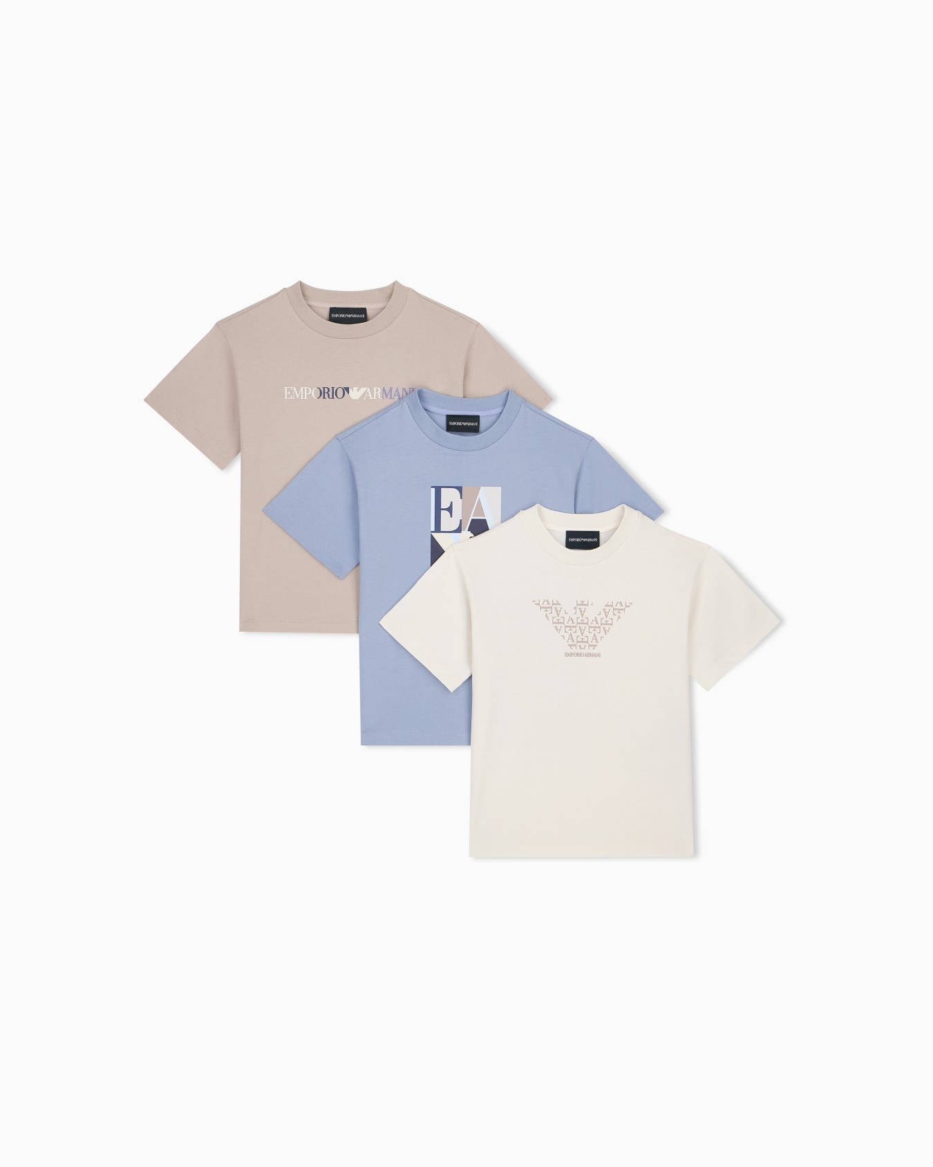 Set of three cotton jersey crew neck T-shirts with graphics Slide 0