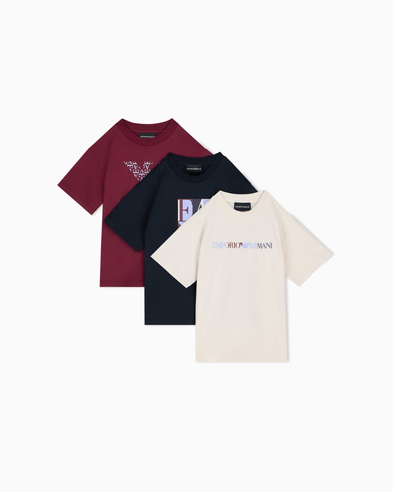 Set of three cotton jersey crew neck T-shirts with graphics Slide 0