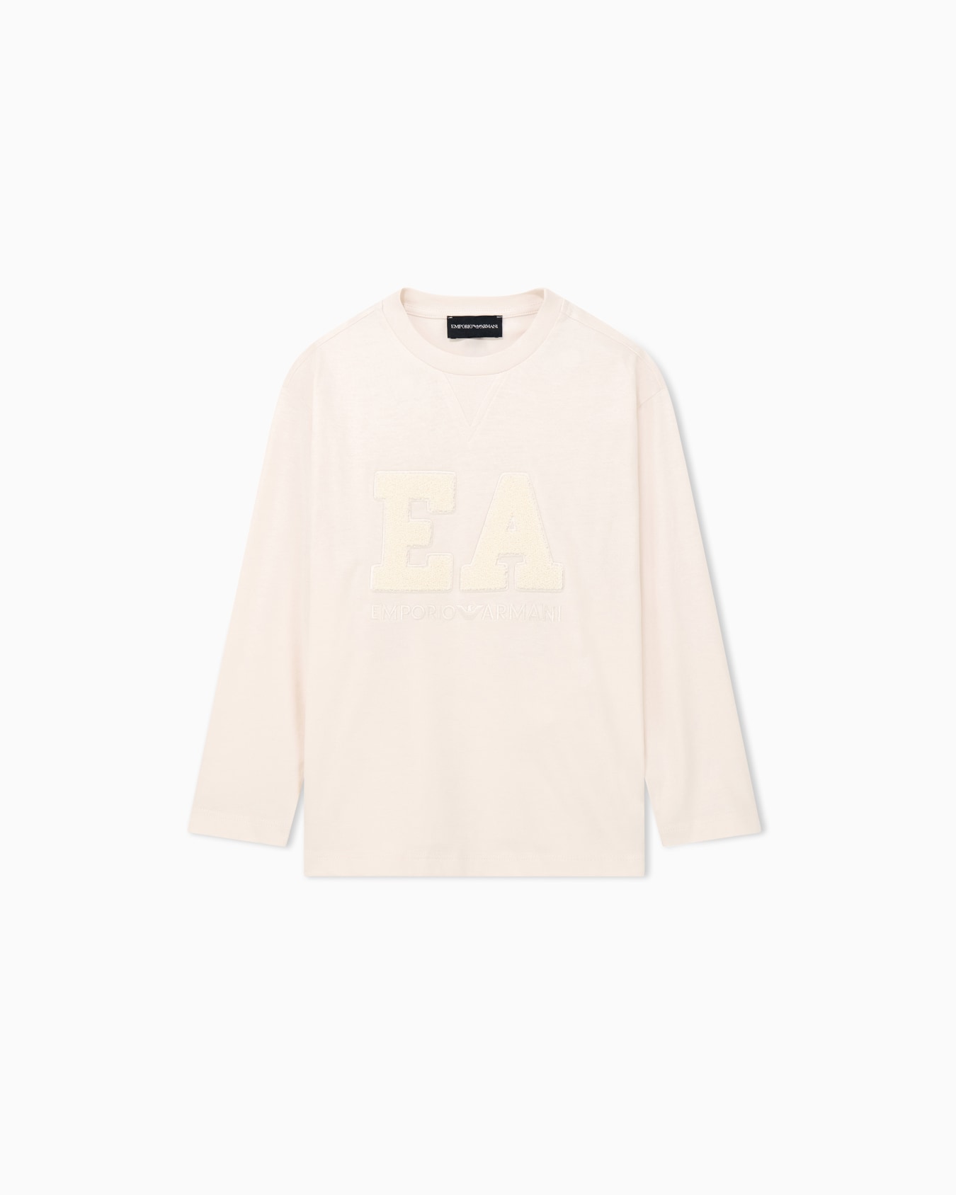 Long-sleeve cotton jersey T-shirt with raised embroidery Slide 0