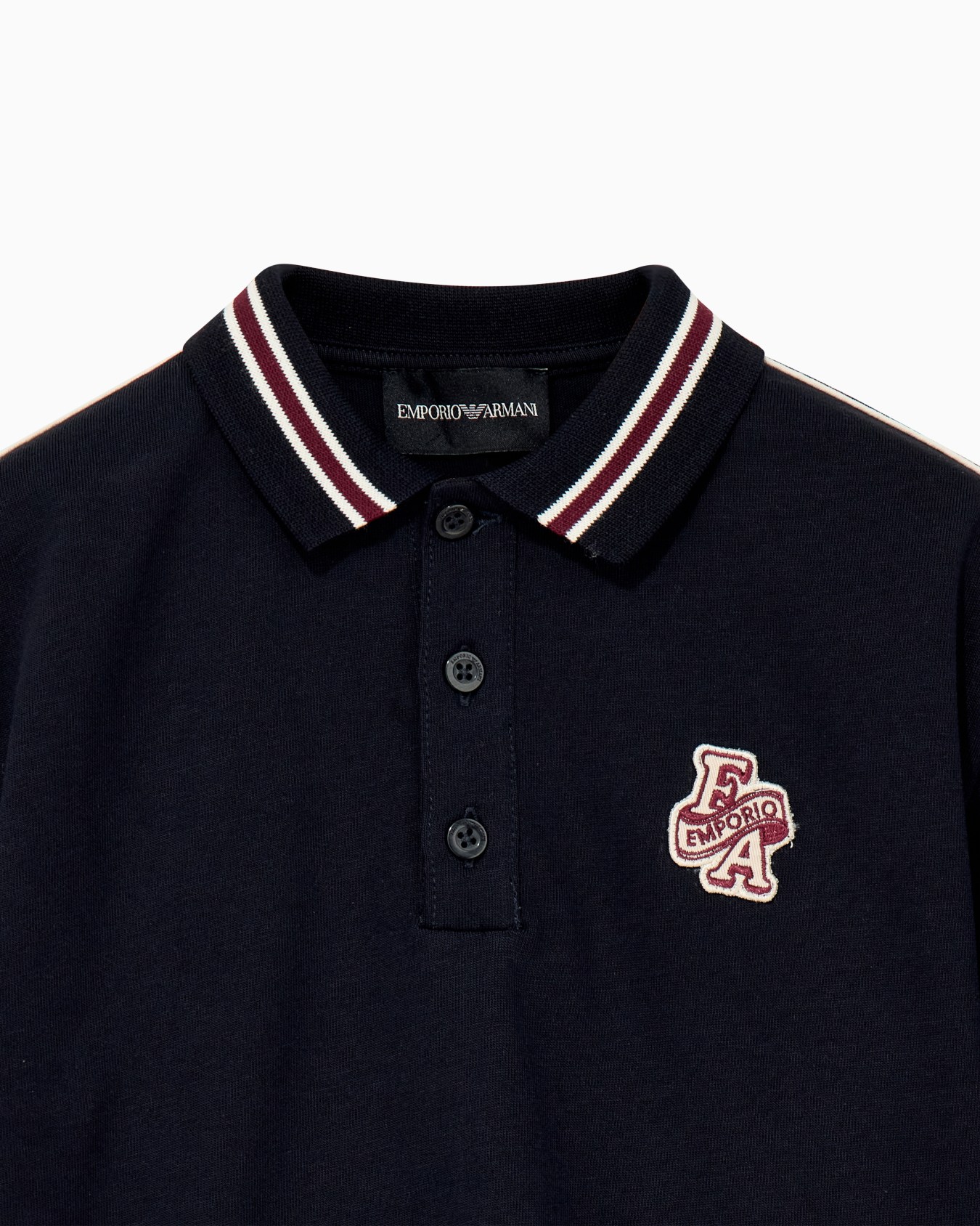 Polo shirt in heavy cotton jersey with striped ribbed trims Slide 1