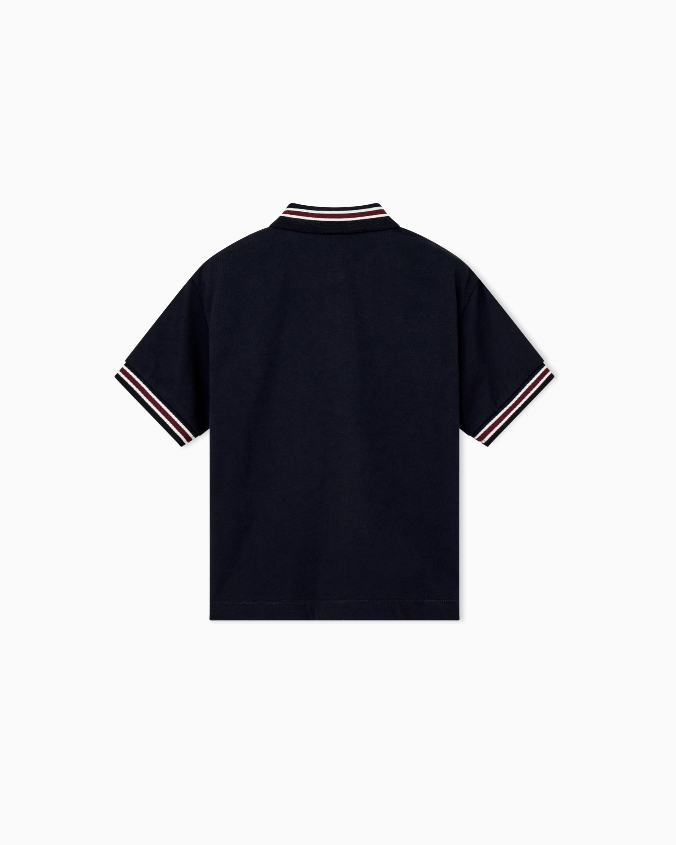 Polo shirt in heavy cotton jersey with striped ribbed trims Slide 2