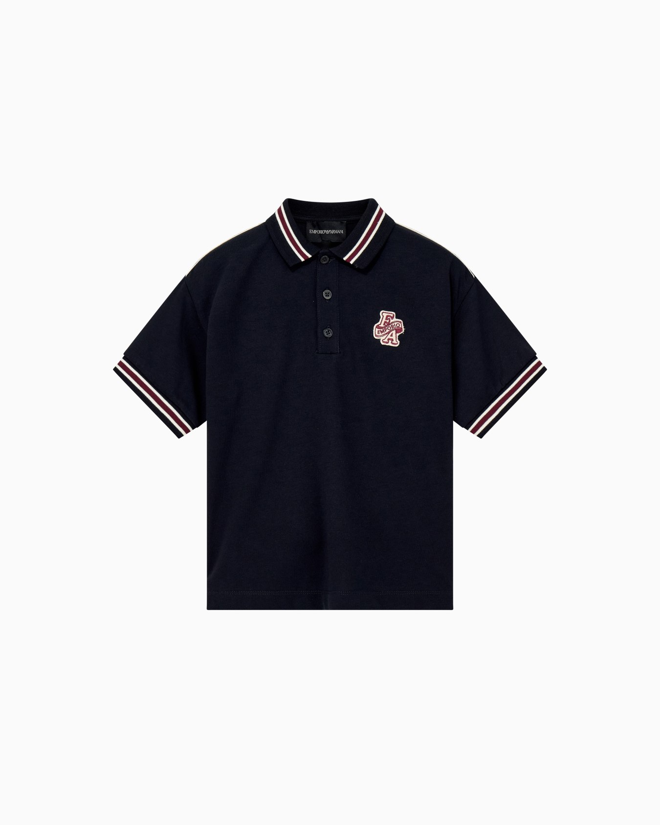 Polo shirt in heavy cotton jersey with striped ribbed trims Slide 0