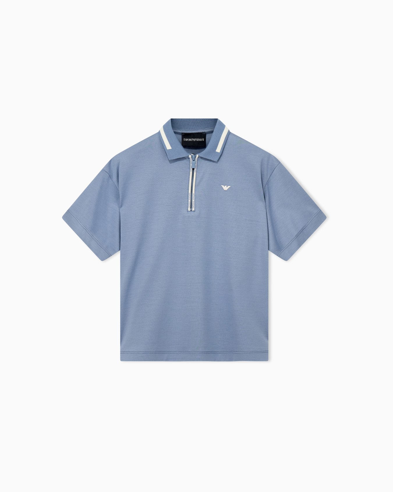 Polo shirt in jersey with a zip closure and striped collar Slide 0