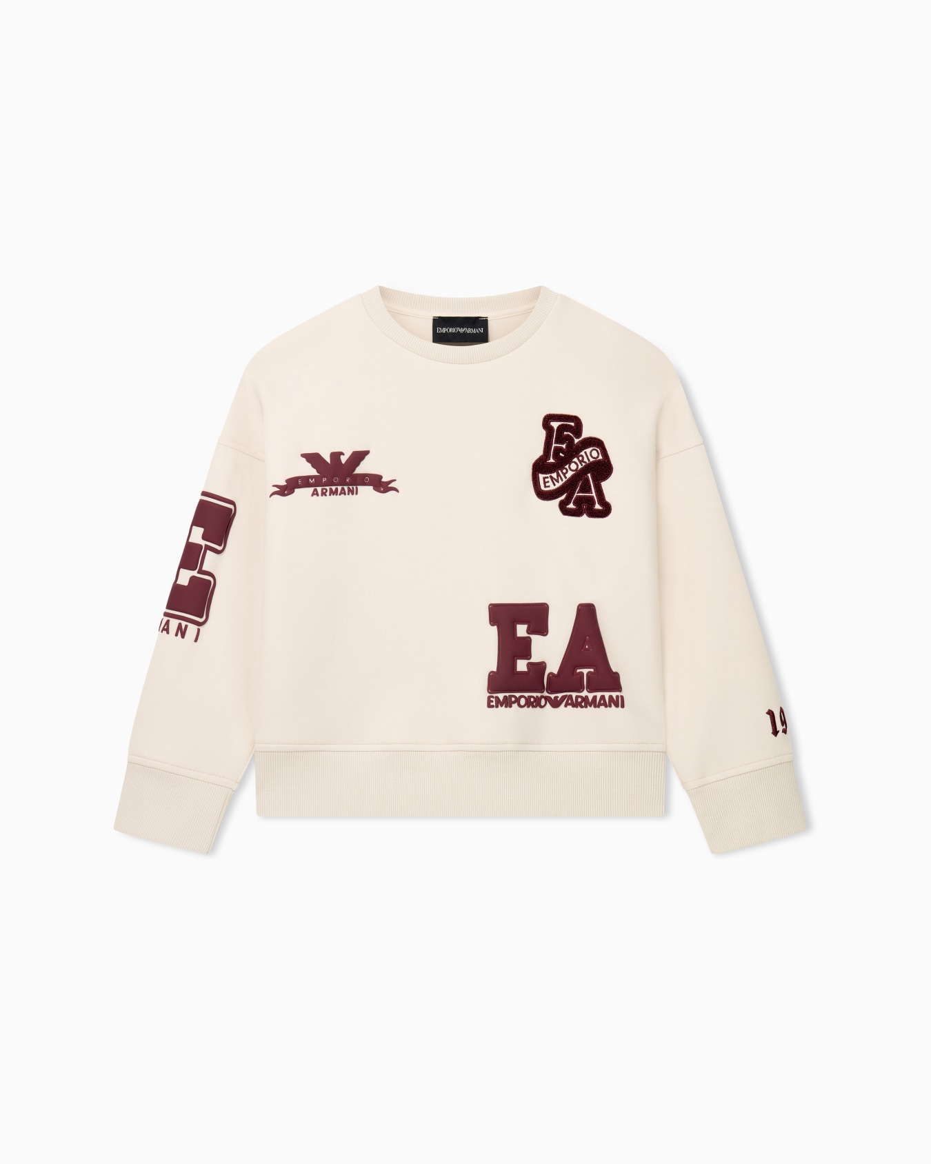 Sweatshirt double jersey oversized with prints and appliqué Slide 0
