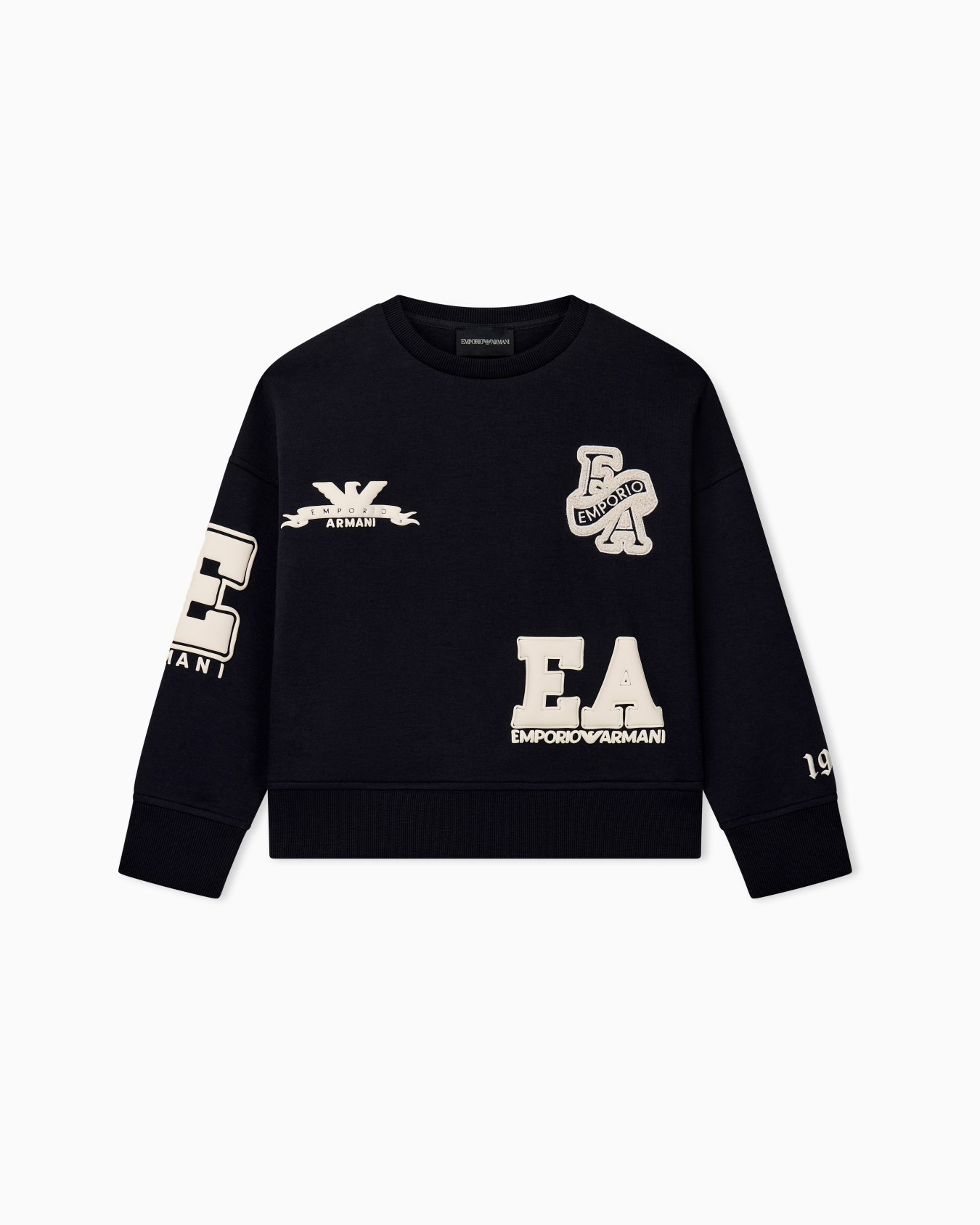 Sweatshirt double jersey oversized with prints and appliqué Slide 0