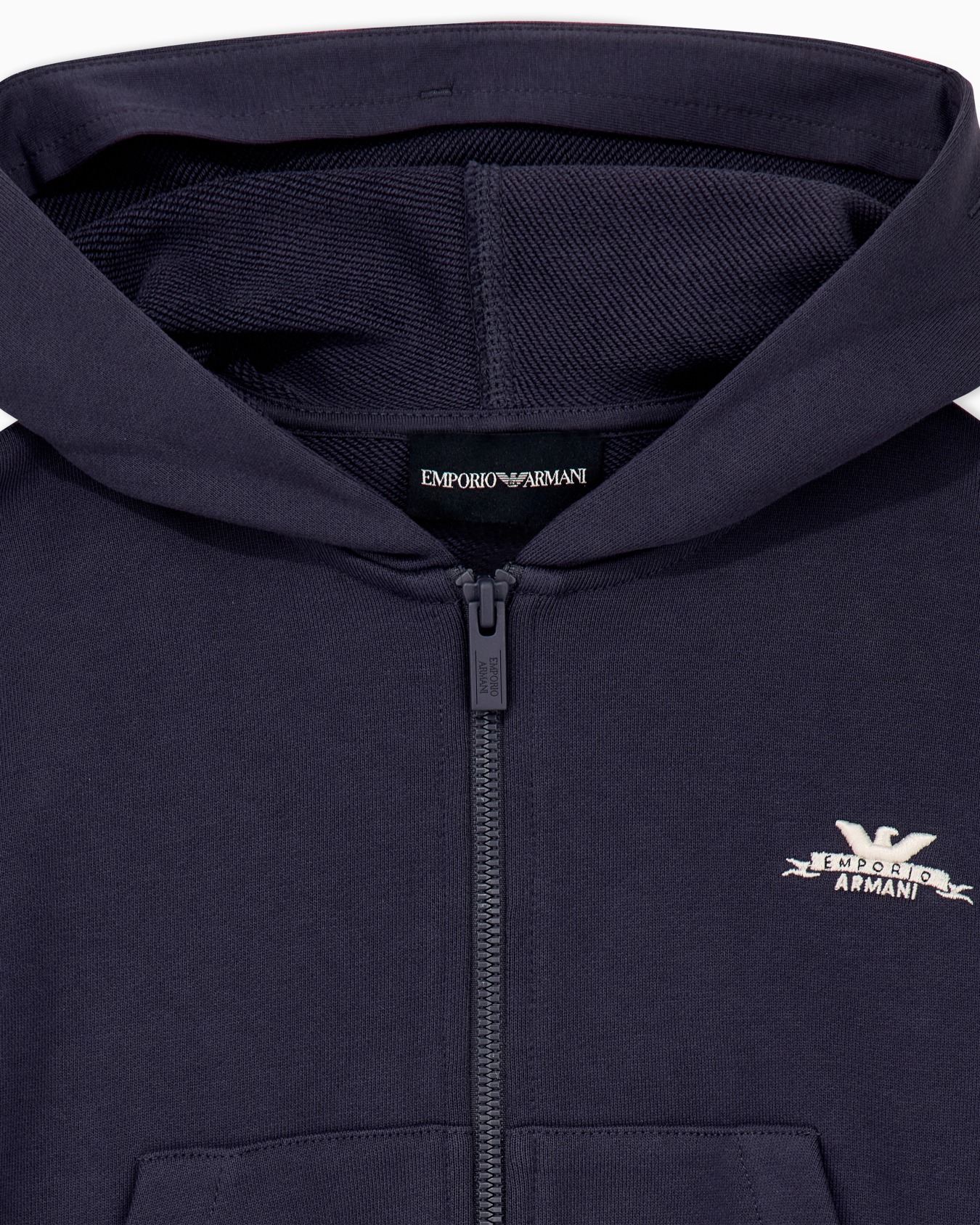 Zip-up hoodie in fleece cotton with a large back logo Slide 1