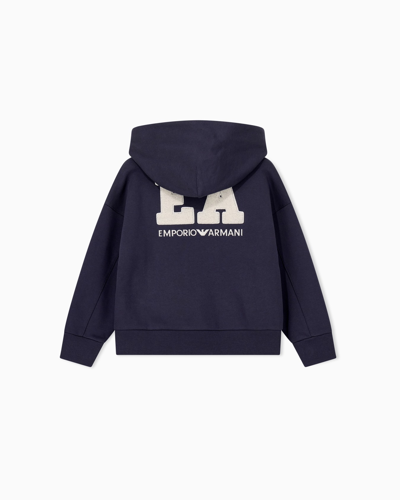 Zip-up hoodie in fleece cotton with a large back logo Slide 2
