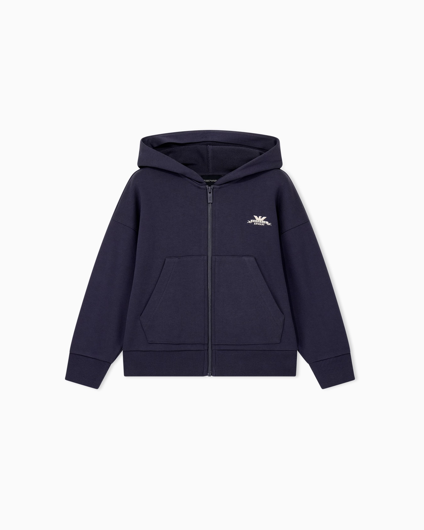 Zip-up hoodie in fleece cotton with a large back logo Slide 0