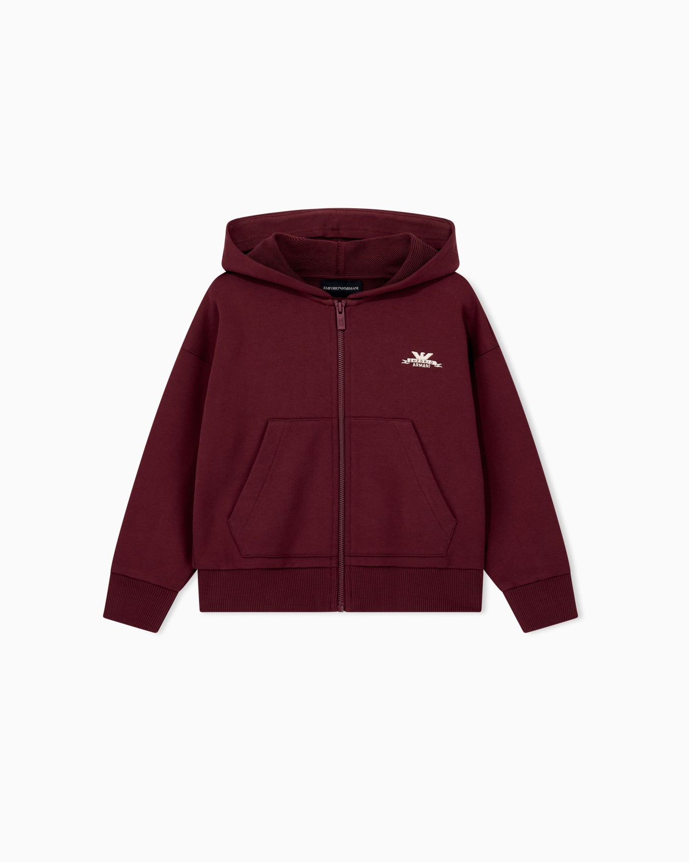 Zip-up hoodie in fleece cotton with a large back logo Slide 0