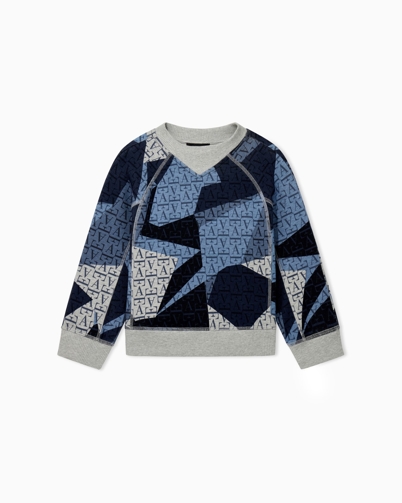 Sweatshirt in melange fleece with a geometric logo Slide 0