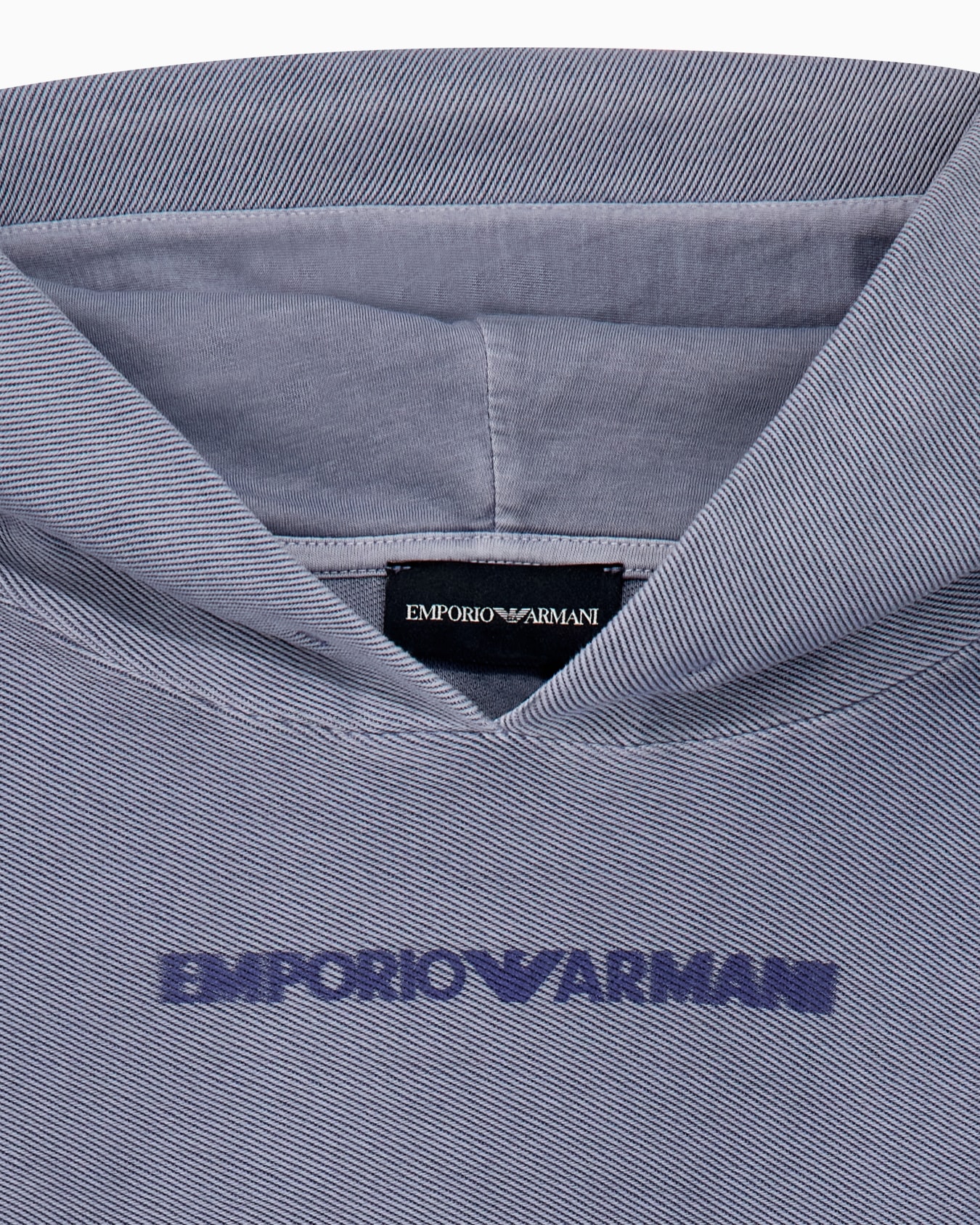 Hoodie in delavé diagonal cotton jersey with a front logo Slide 1