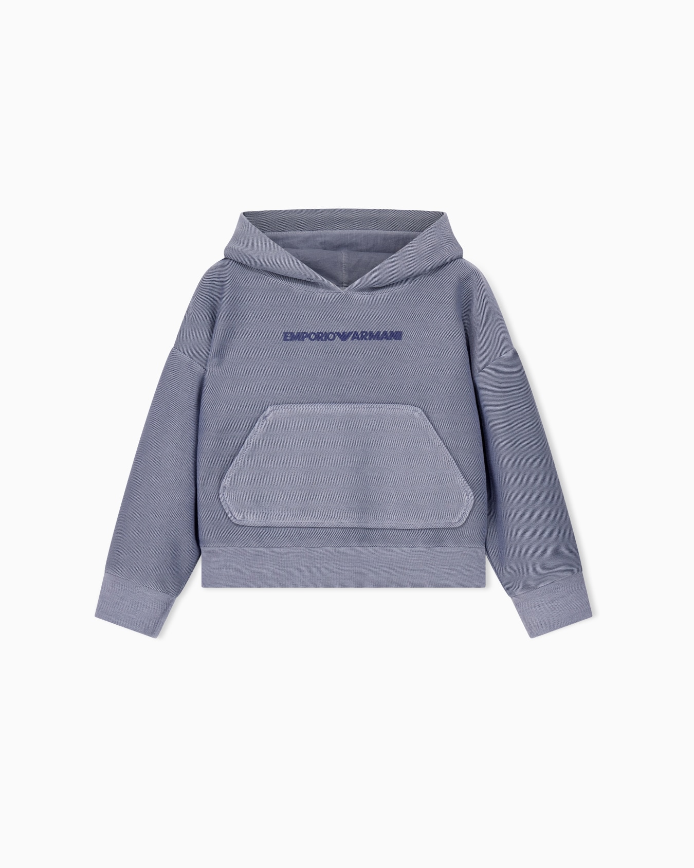 Hoodie in delavé diagonal cotton jersey with a front logo Slide 0