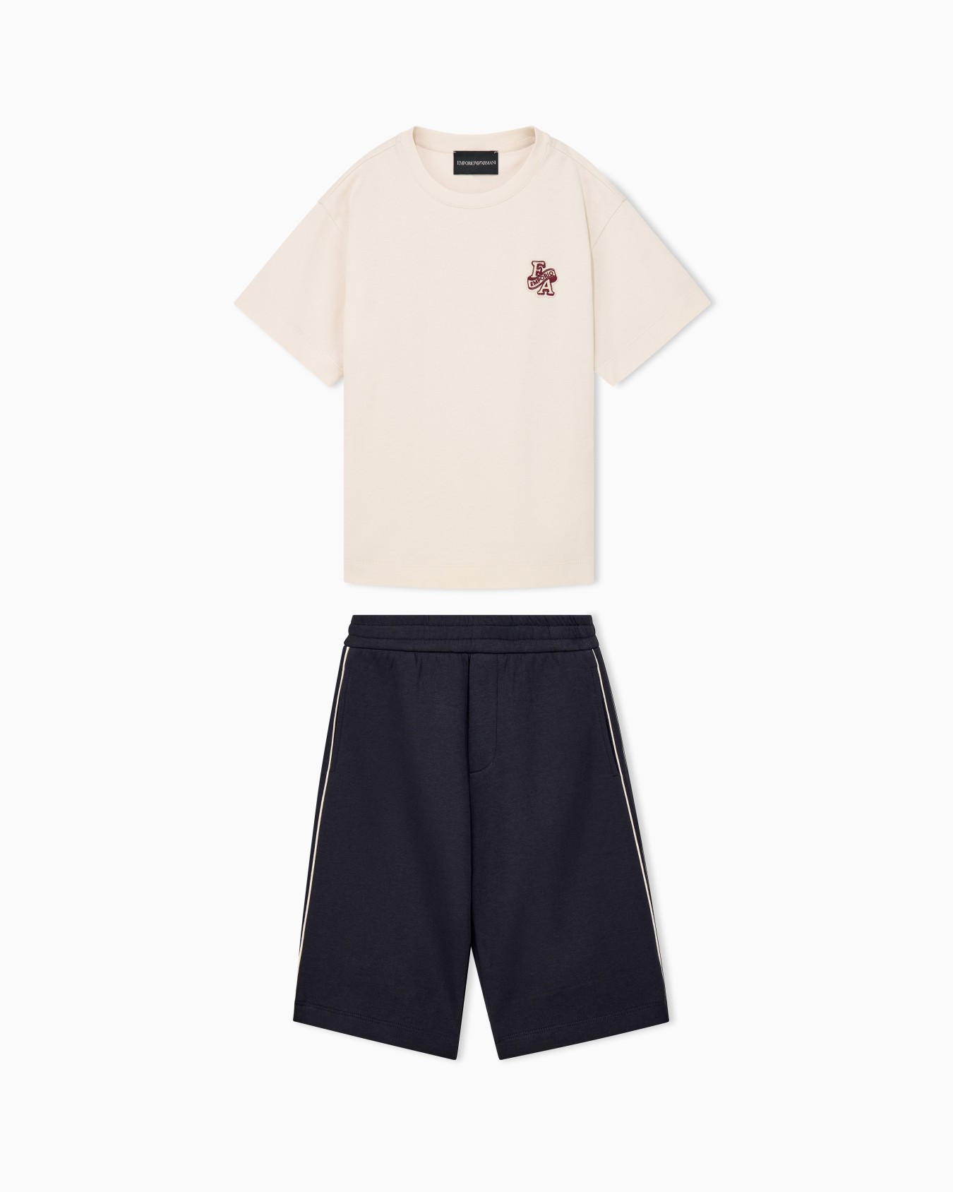 Heavy cotton jersey set with a crew neck T-shirt and shorts Slide 0