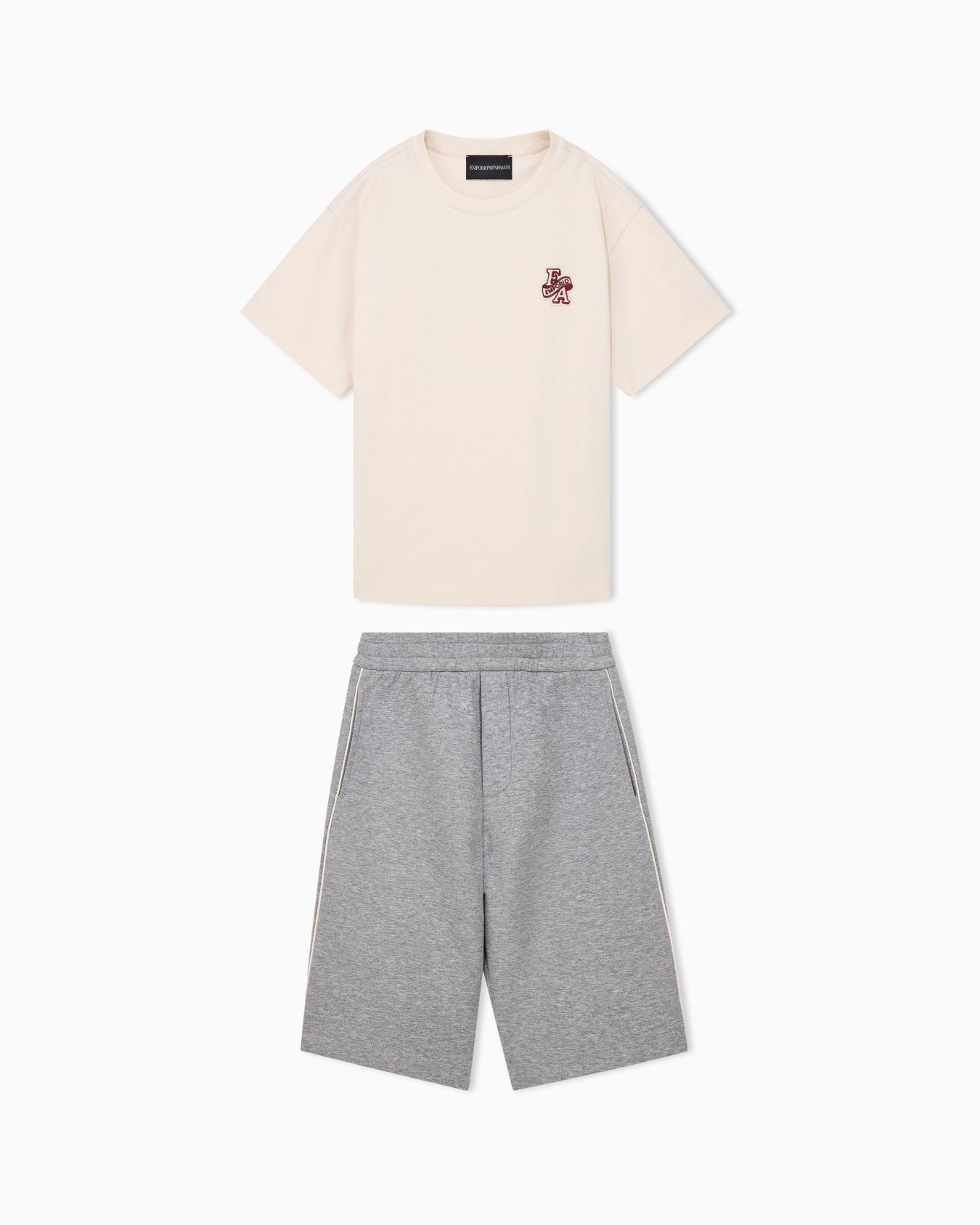 Heavy cotton jersey set with a crew neck T-shirt and shorts Slide 0
