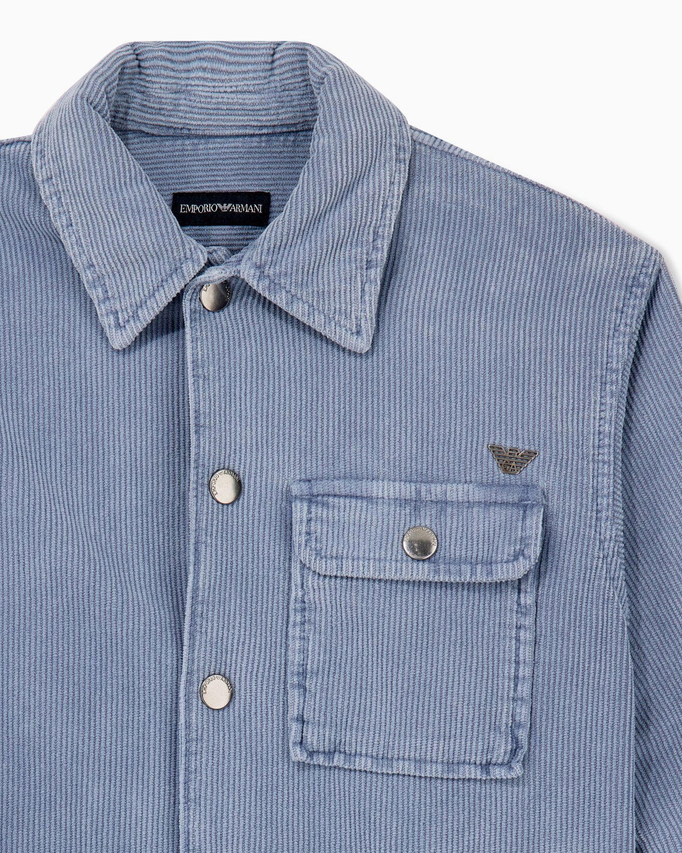 Camicia in velluto millerighe di cotone con taschino Slide 1