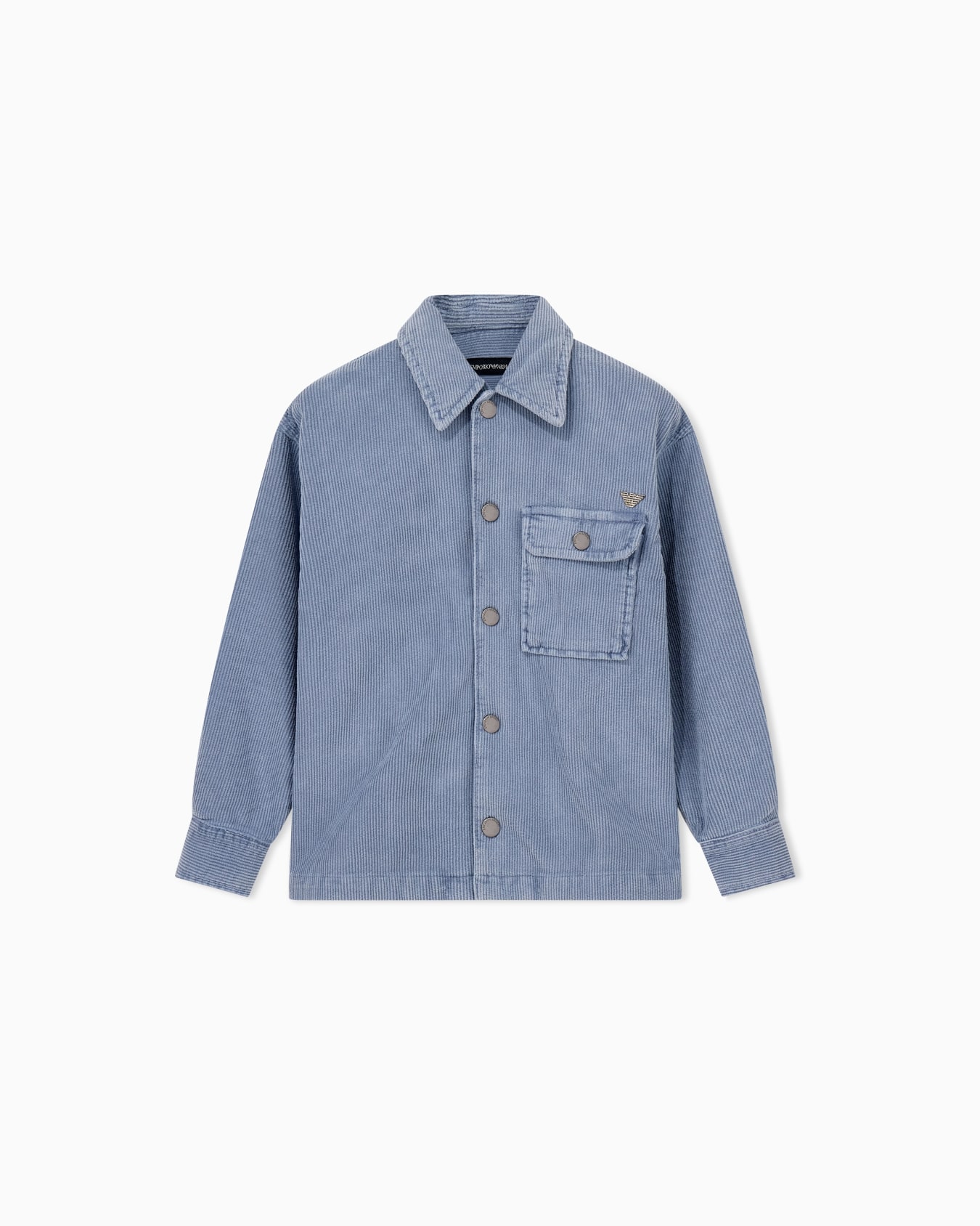 Camicia in velluto millerighe di cotone con taschino Slide 0