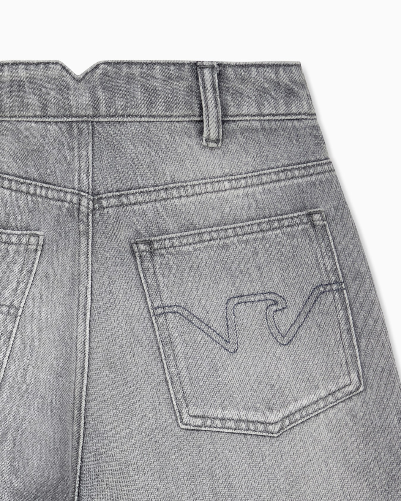 Cotton denim shorts with a faded effect and five pockets Slide 1