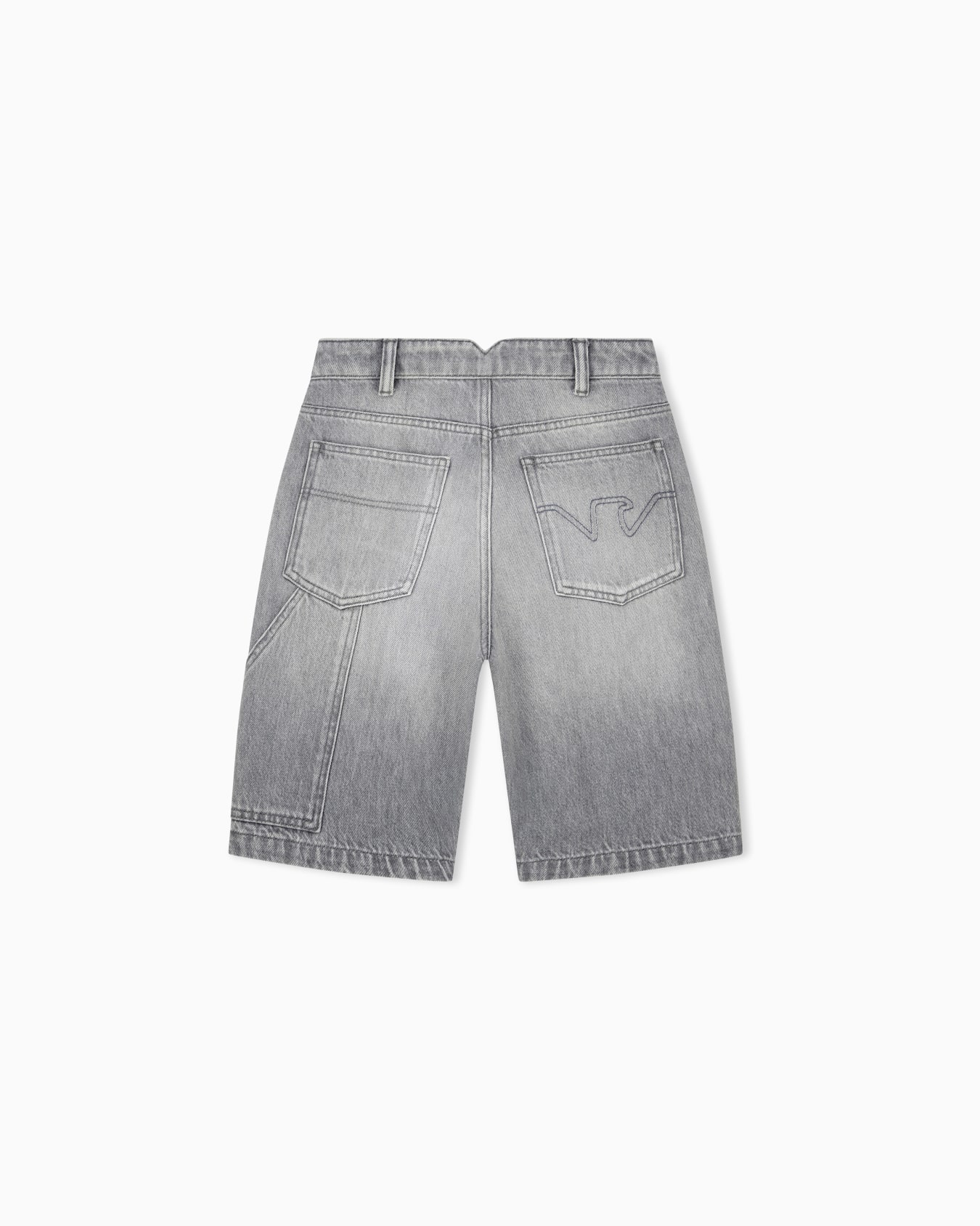Cotton denim shorts with a faded effect and five pockets Slide 2