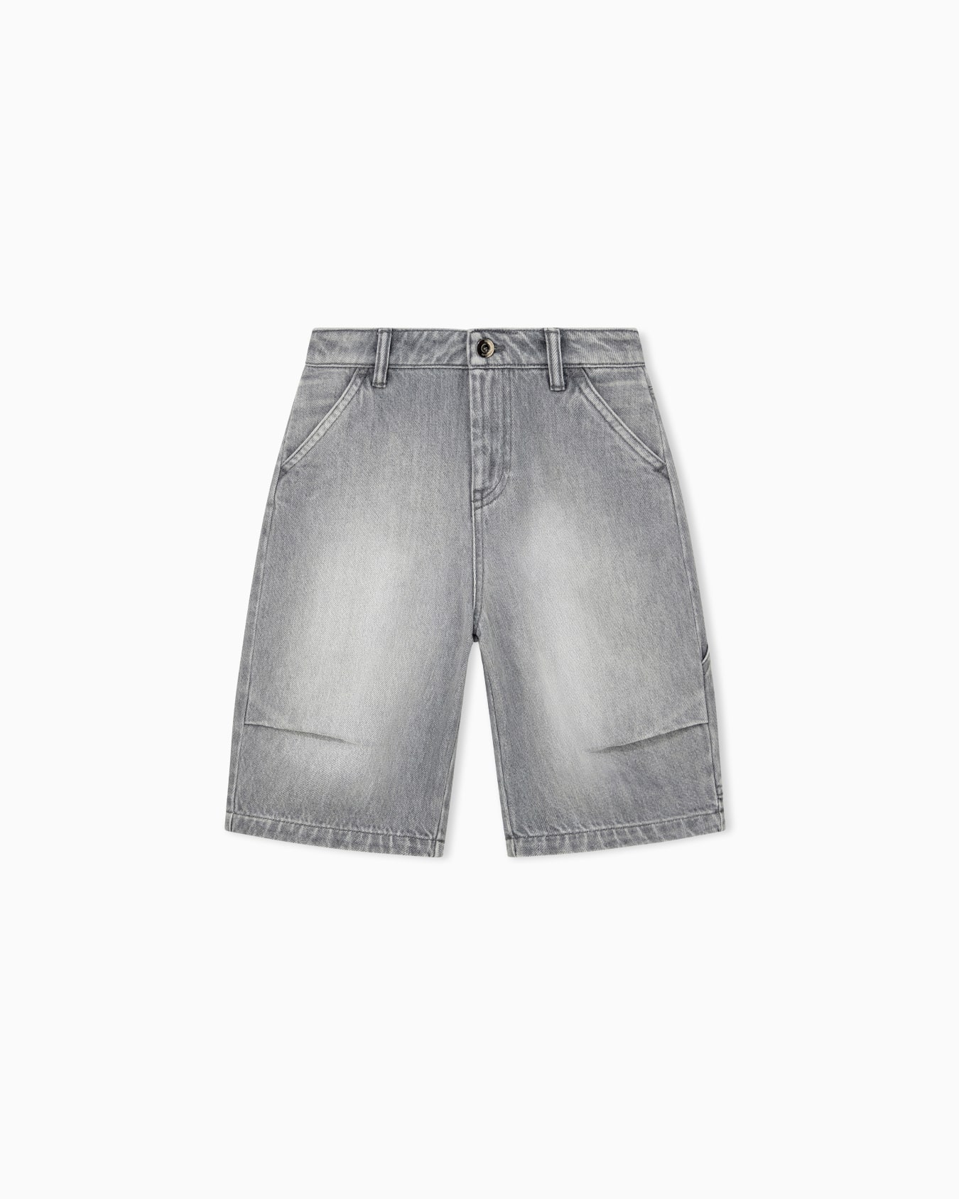 Cotton denim shorts with a faded effect and five pockets Slide 0