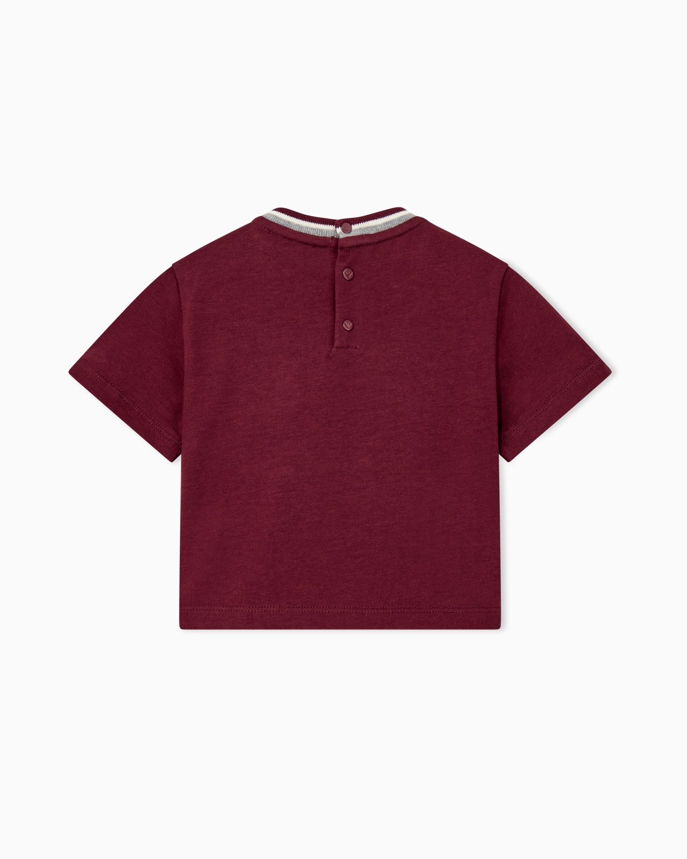Cotton T-shirt with striped collar and embroidered patches Slide 2