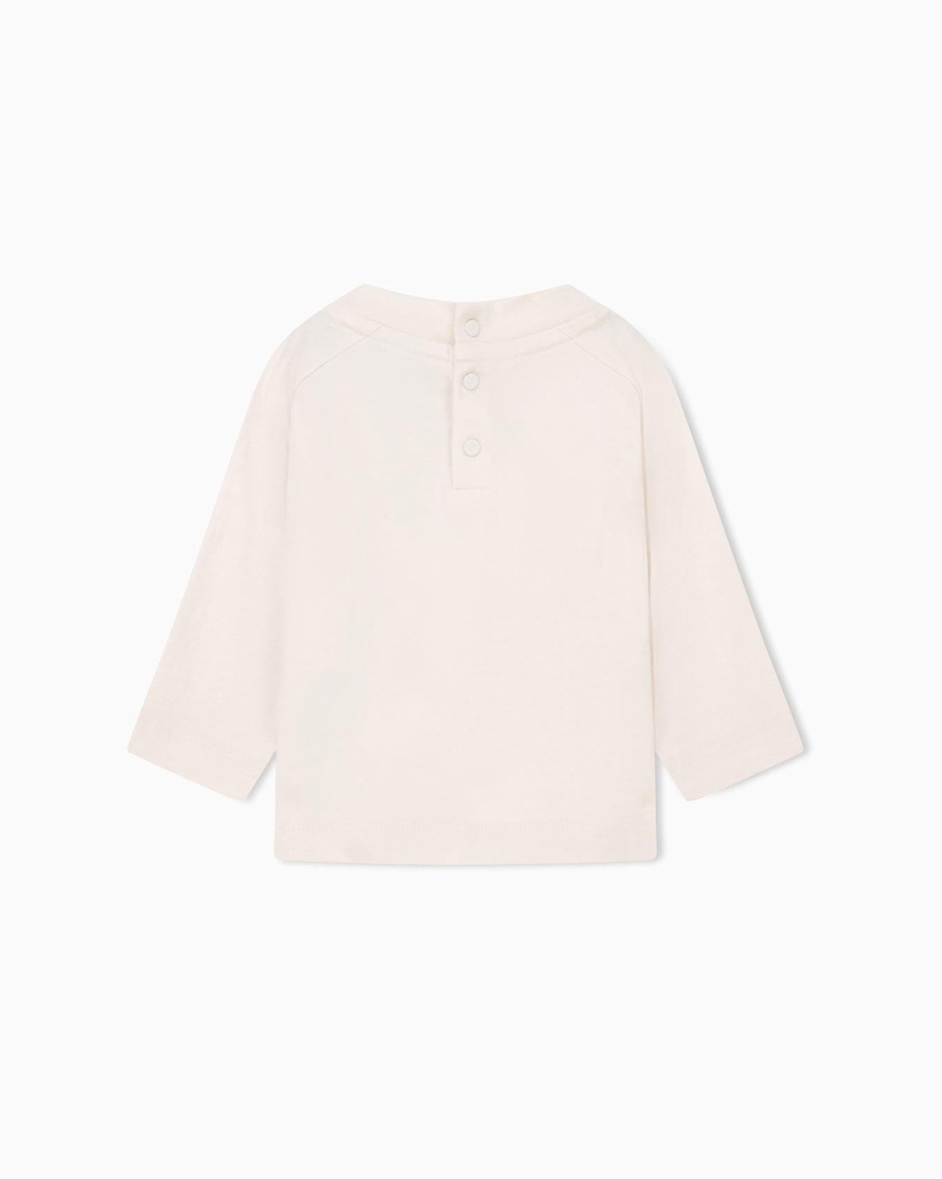 Cotton jersey T-shirt with embossed logo and buttoned back 슬라이드 2