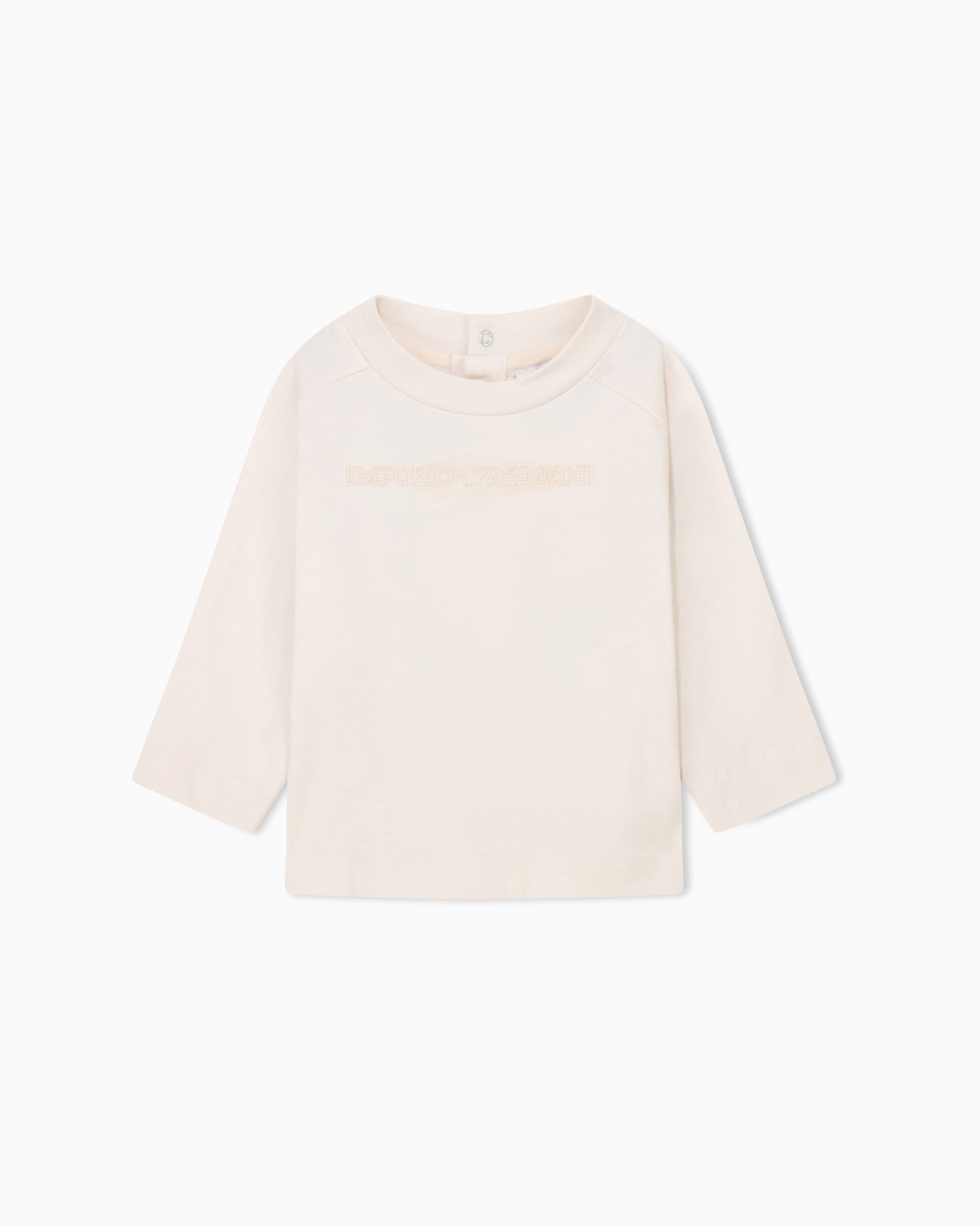 Cotton jersey T-shirt with embossed logo and buttoned back 슬라이드 0
