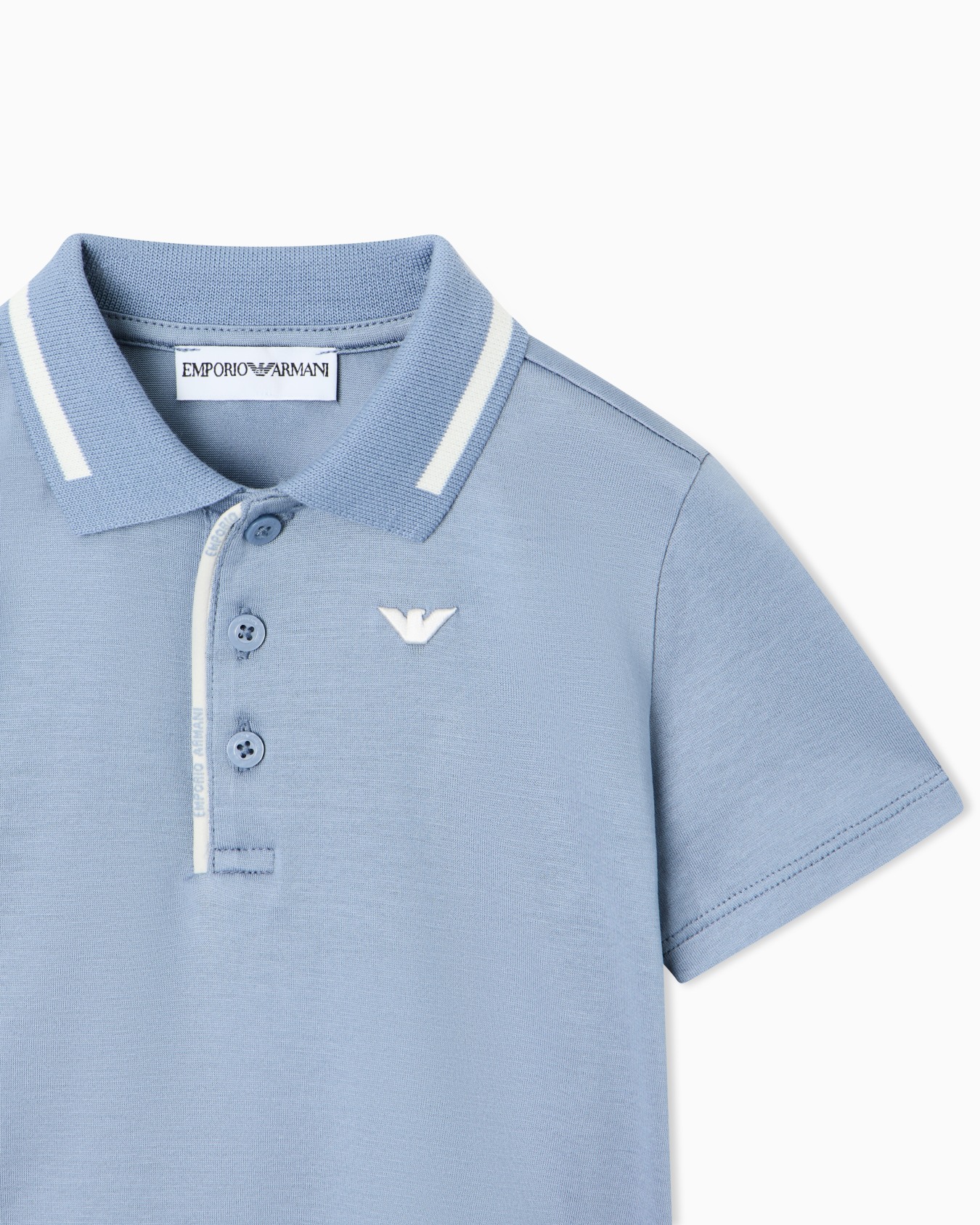 Polo shirt in lyocell and cotton jersey with striped trim Slide 1