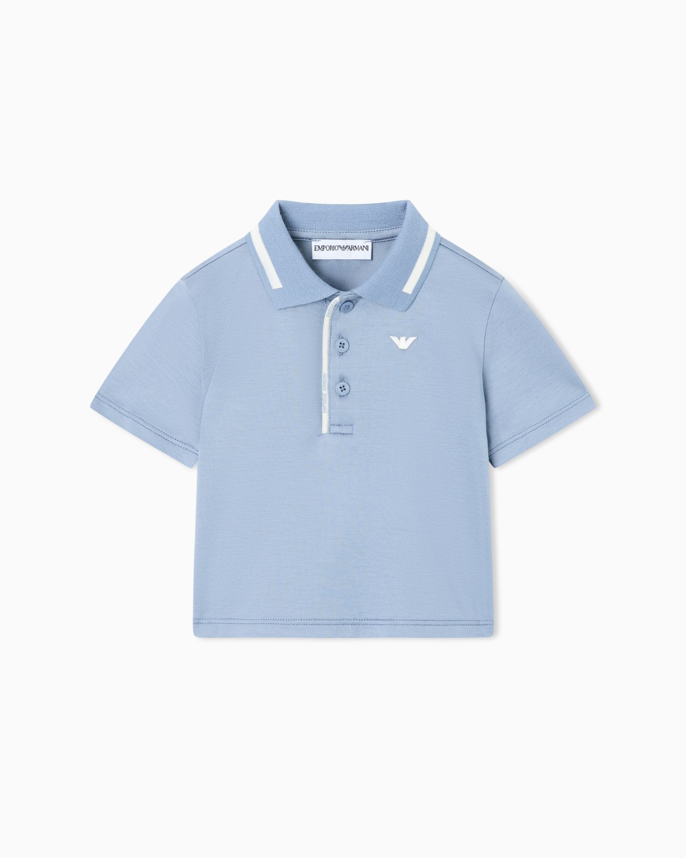 Polo shirt in lyocell and cotton jersey with striped trim Slide 0