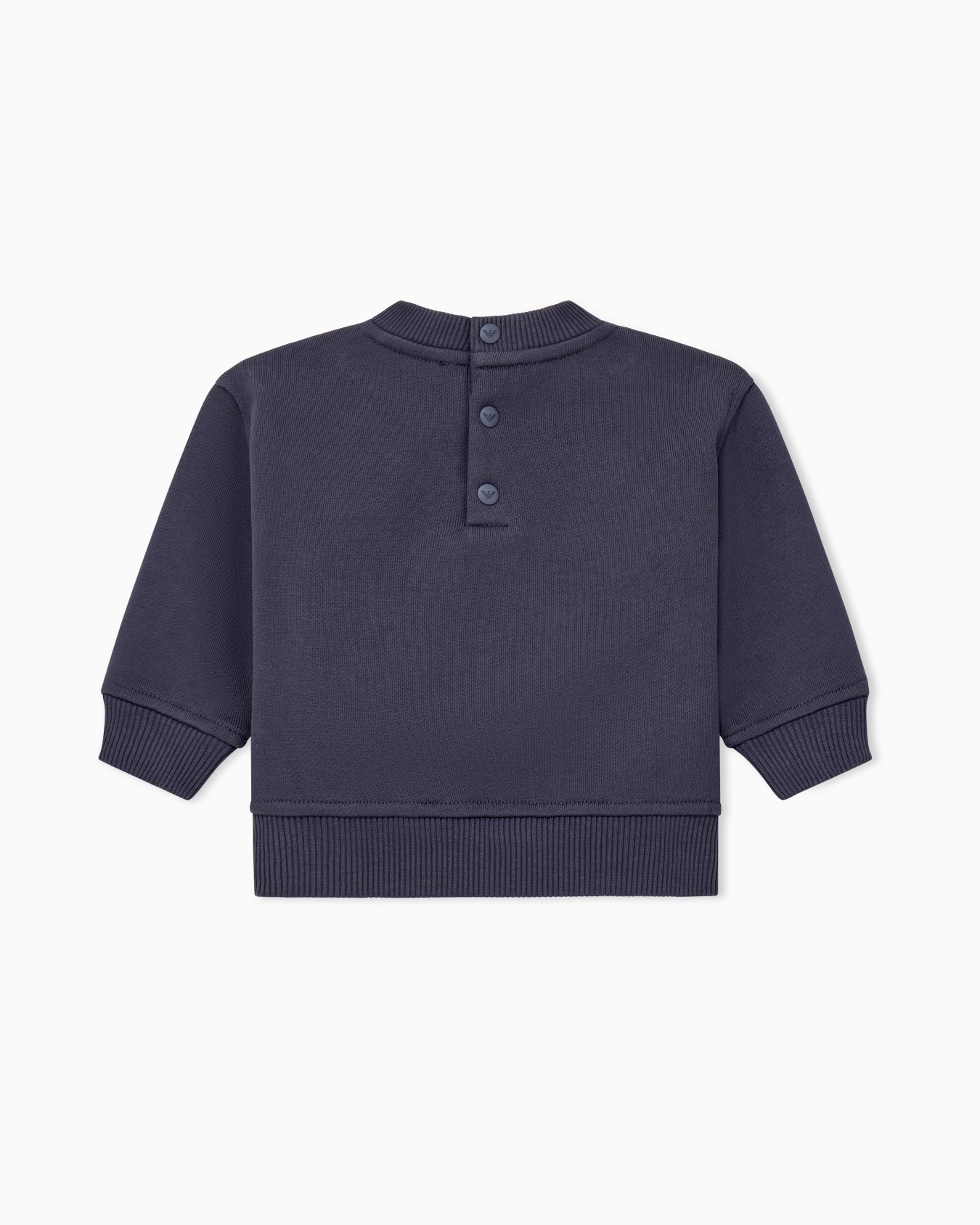 Cotton fleece sweatshirt with logo and back button placket Slide 2