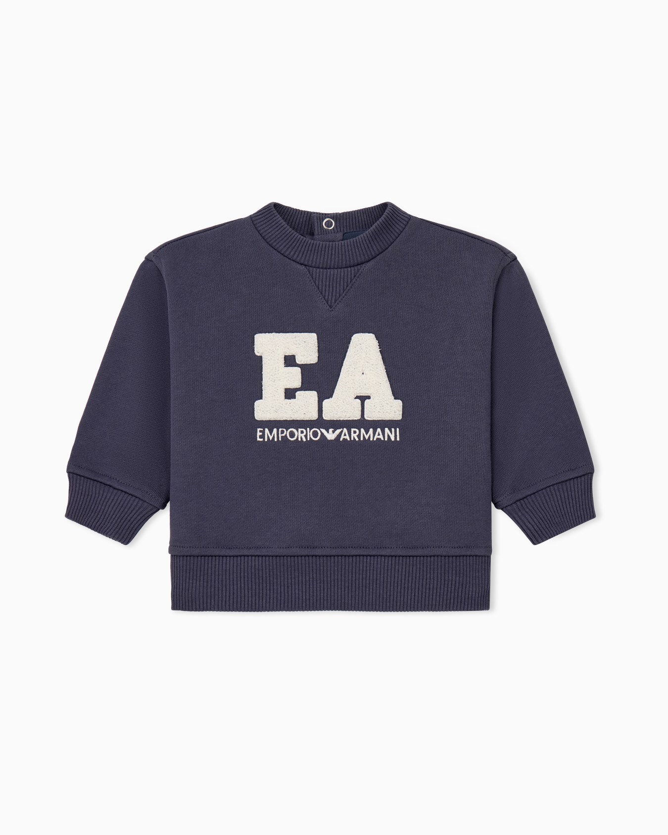 Cotton fleece sweatshirt with logo and back button placket Slide 0