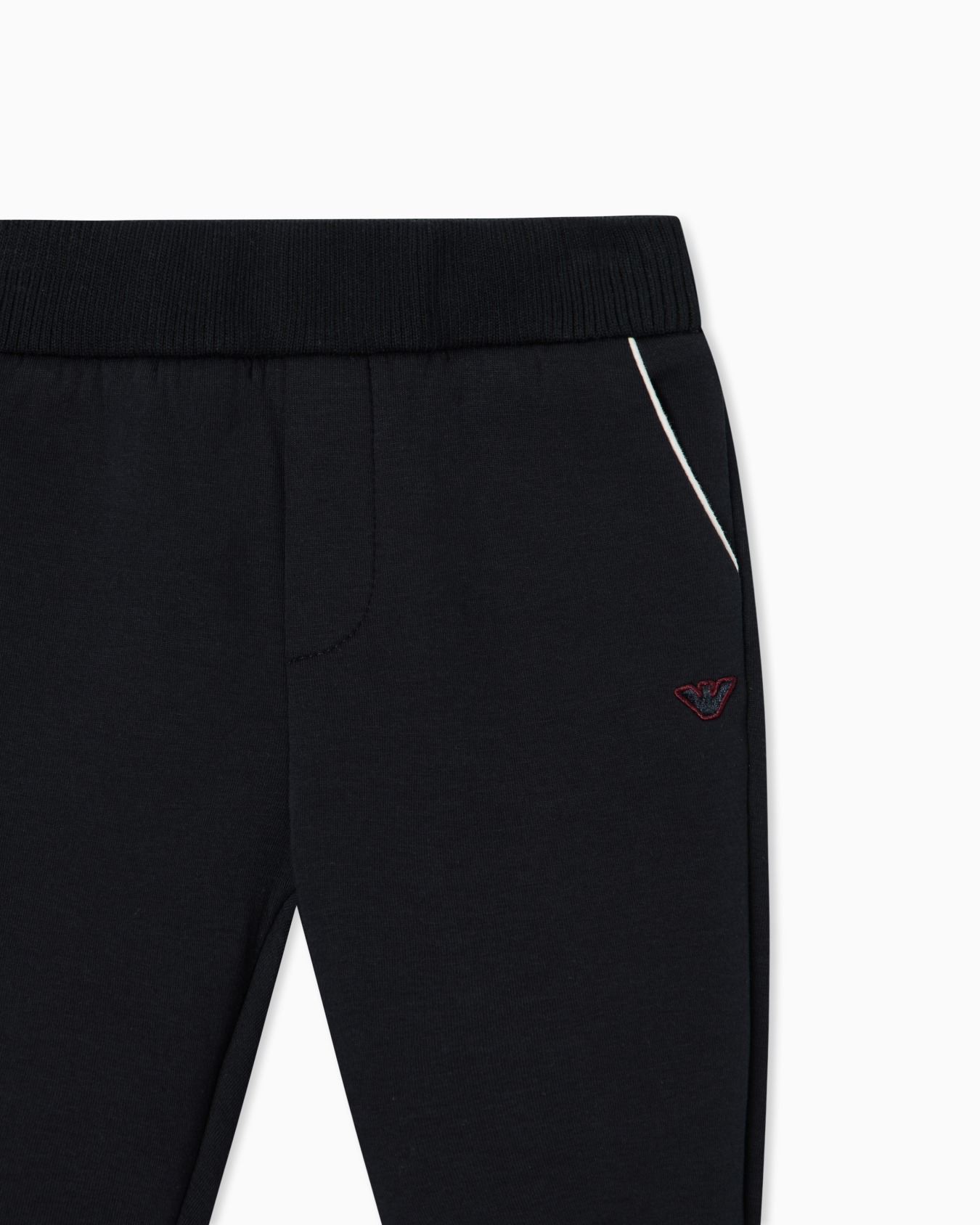 Cotton double jersey sweatpants with striped ribbed cuffs Slide 1