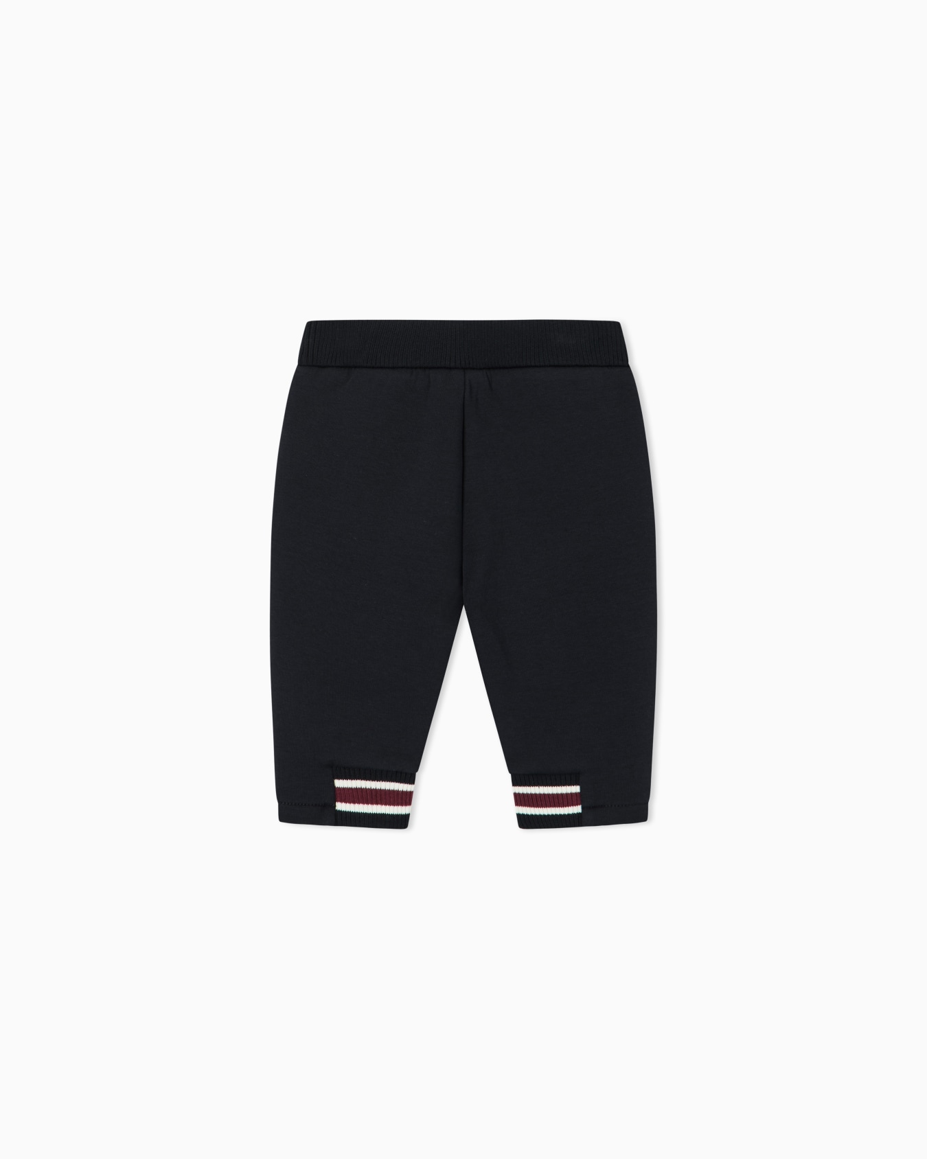Cotton double jersey sweatpants with striped ribbed cuffs Slide 2