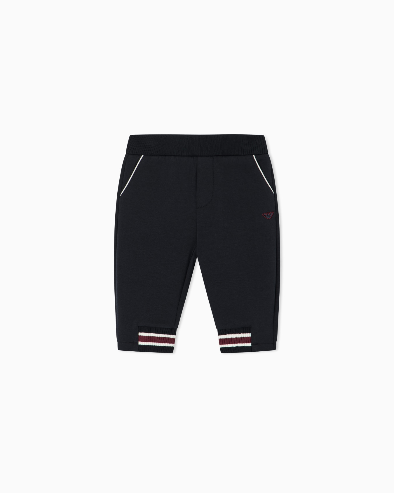 Cotton double jersey sweatpants with striped ribbed cuffs Slide 0