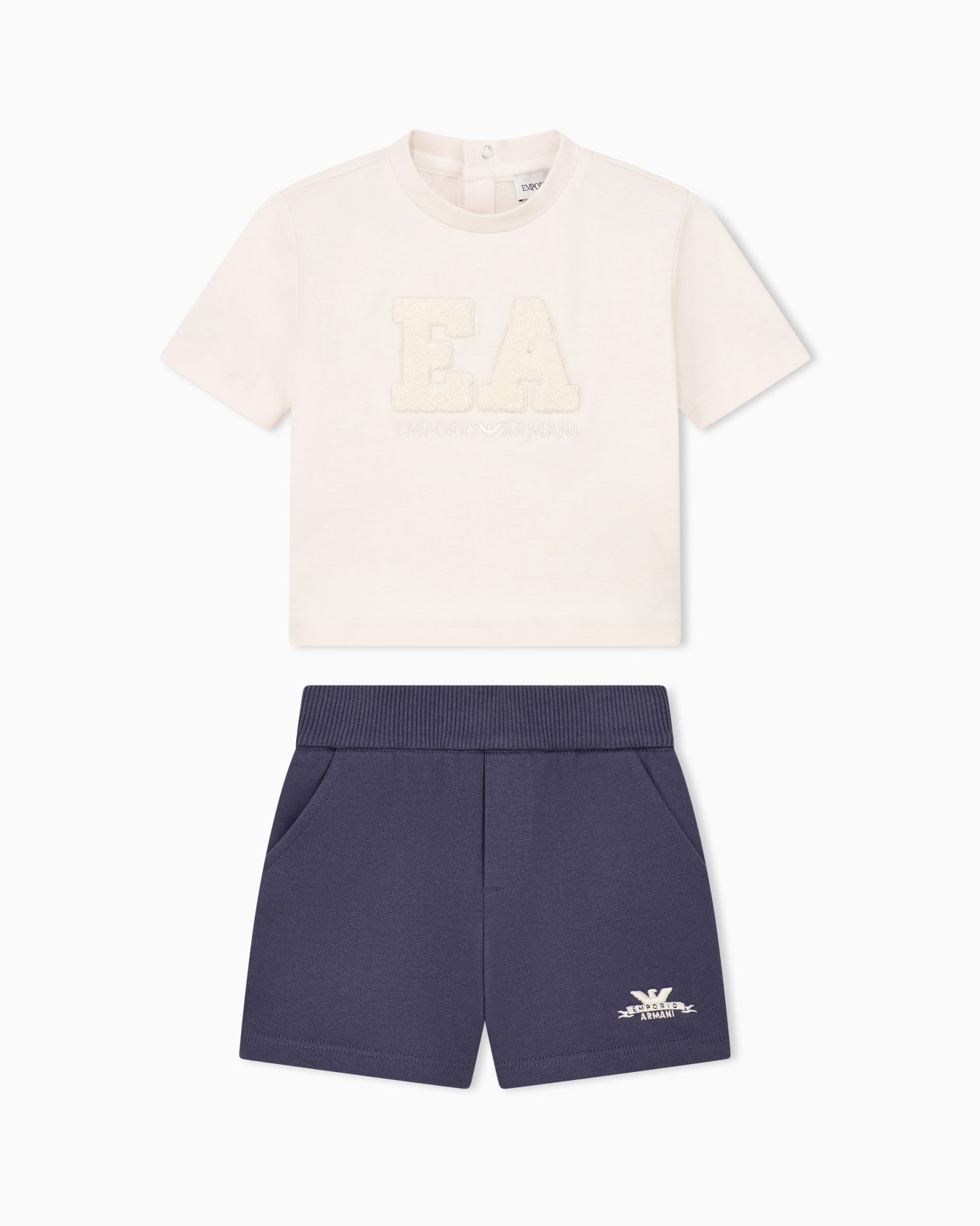 Cotton jersey top and shorts set with an elastic waistband Slide 0