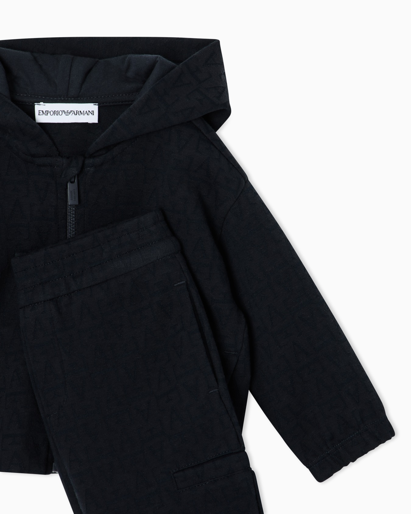 Hooded tracksuit in jacquard double jersey with a monogram Slide 1