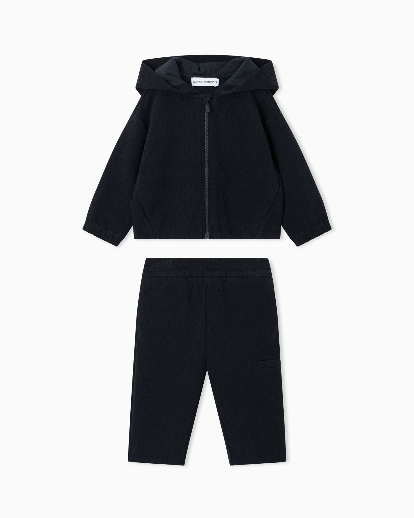Hooded tracksuit in jacquard double jersey with a monogram Slide 0