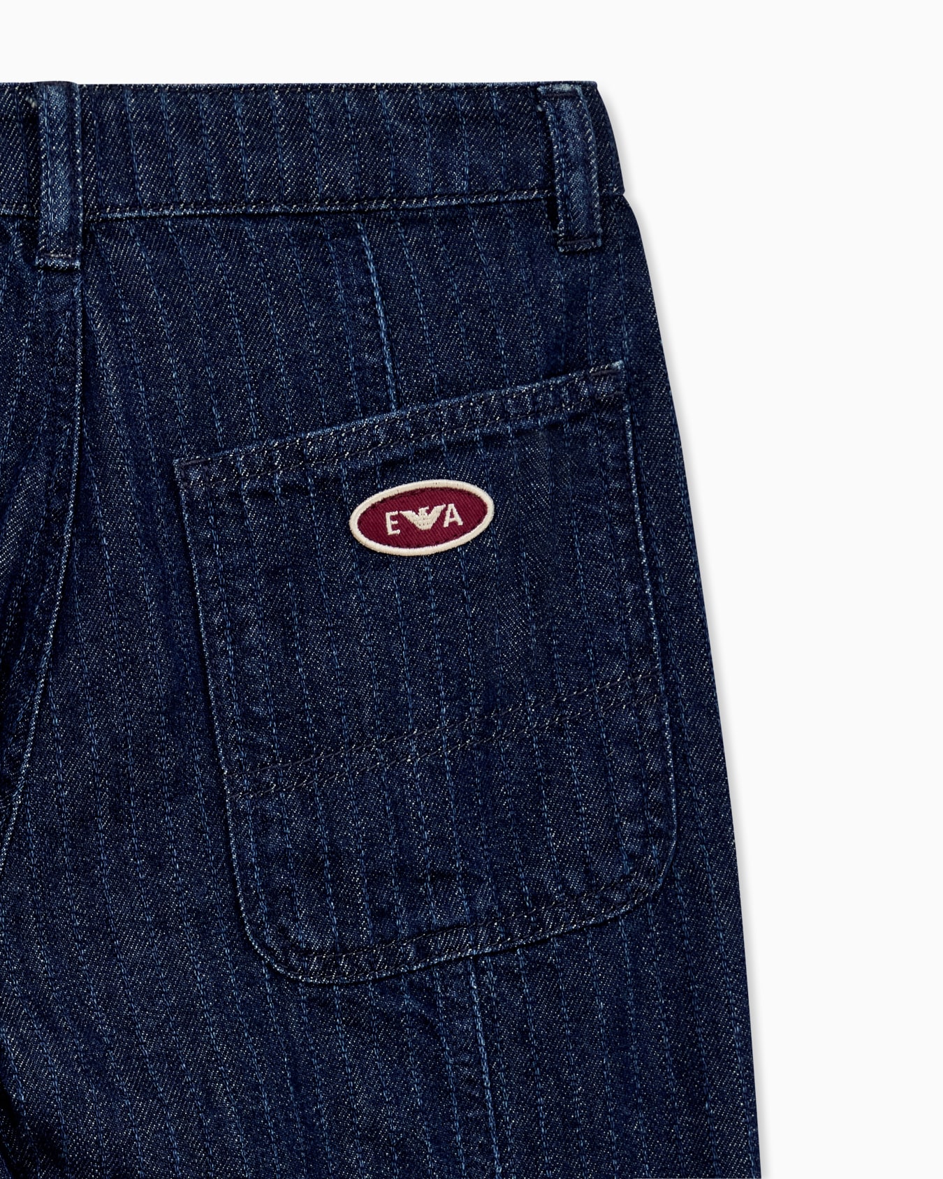 Five-pocket cotton denim jeans with an embroidered patch Slide 1