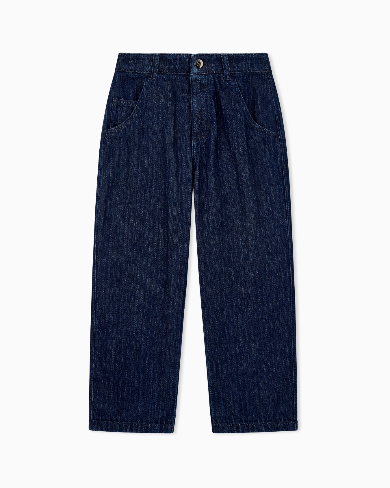 Five-pocket cotton denim jeans with an embroidered patch Slide 0