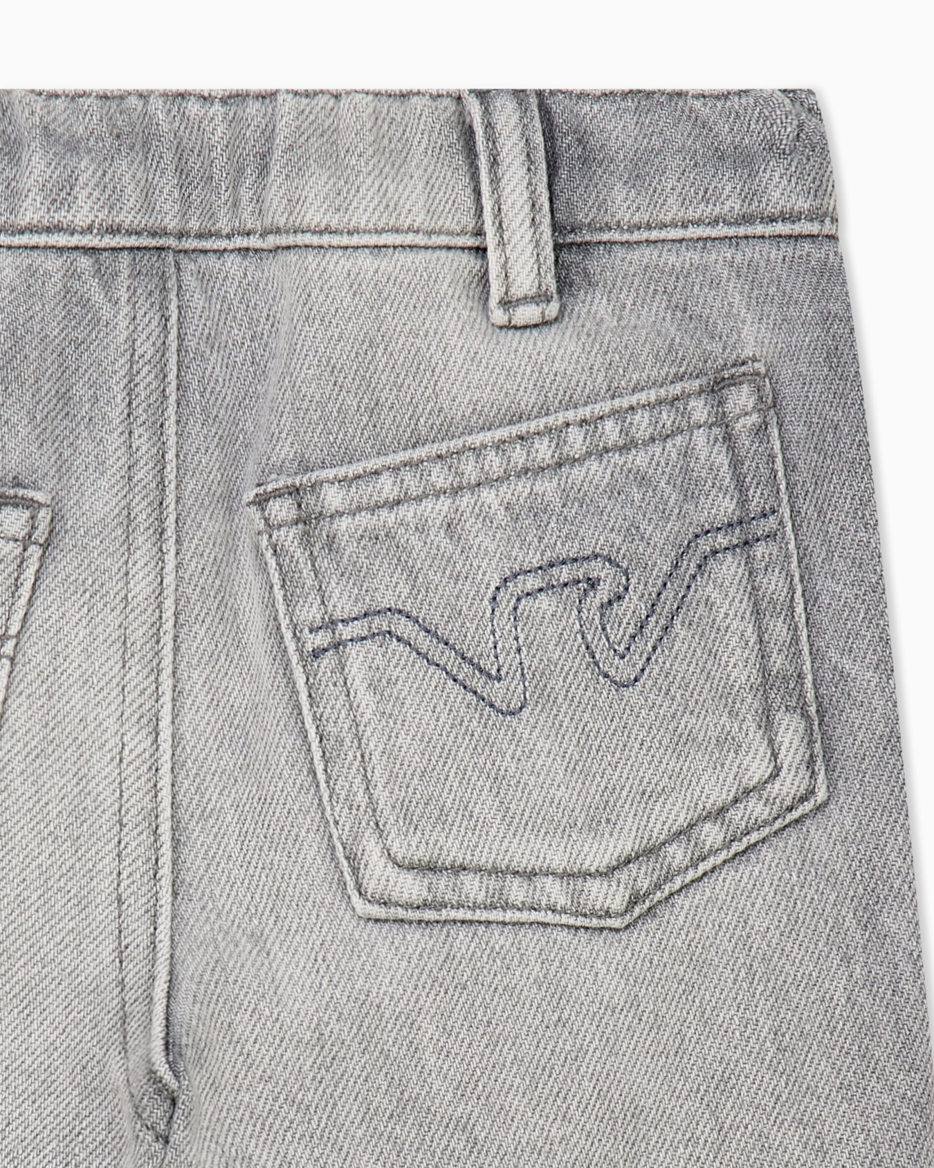 Five-pocket cotton denim jeans with embroidered back pockets Slide 1