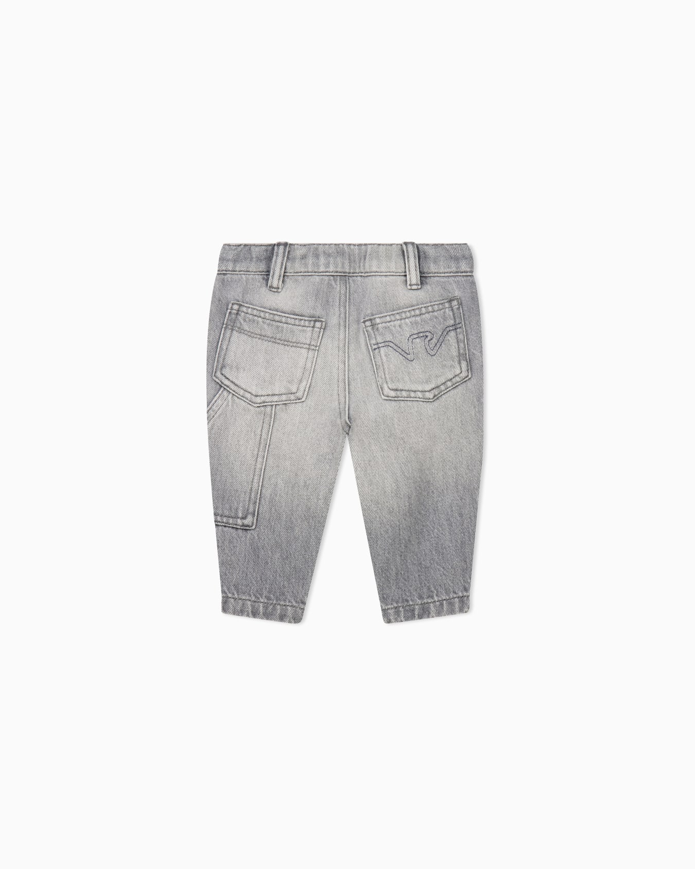 Five-pocket cotton denim jeans with embroidered back pockets Slide 2