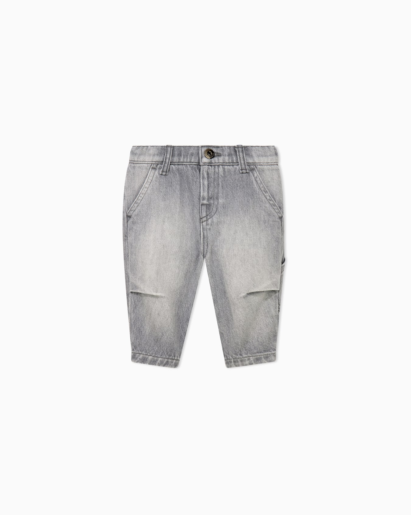 Five-pocket cotton denim jeans with embroidered back pockets Slide 0