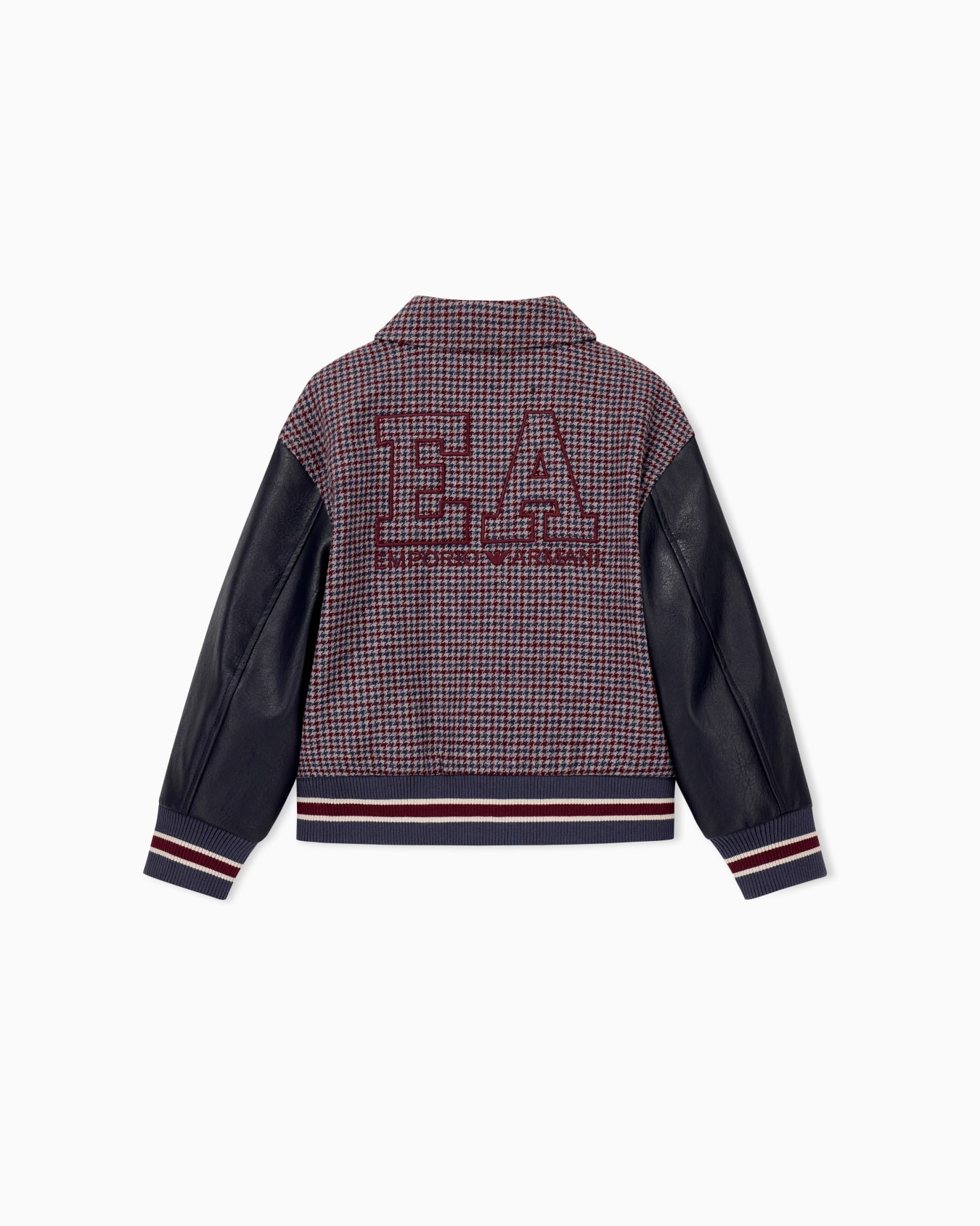 Blouson jacket in houndstooth with contrast sleeves and zip Slide 2