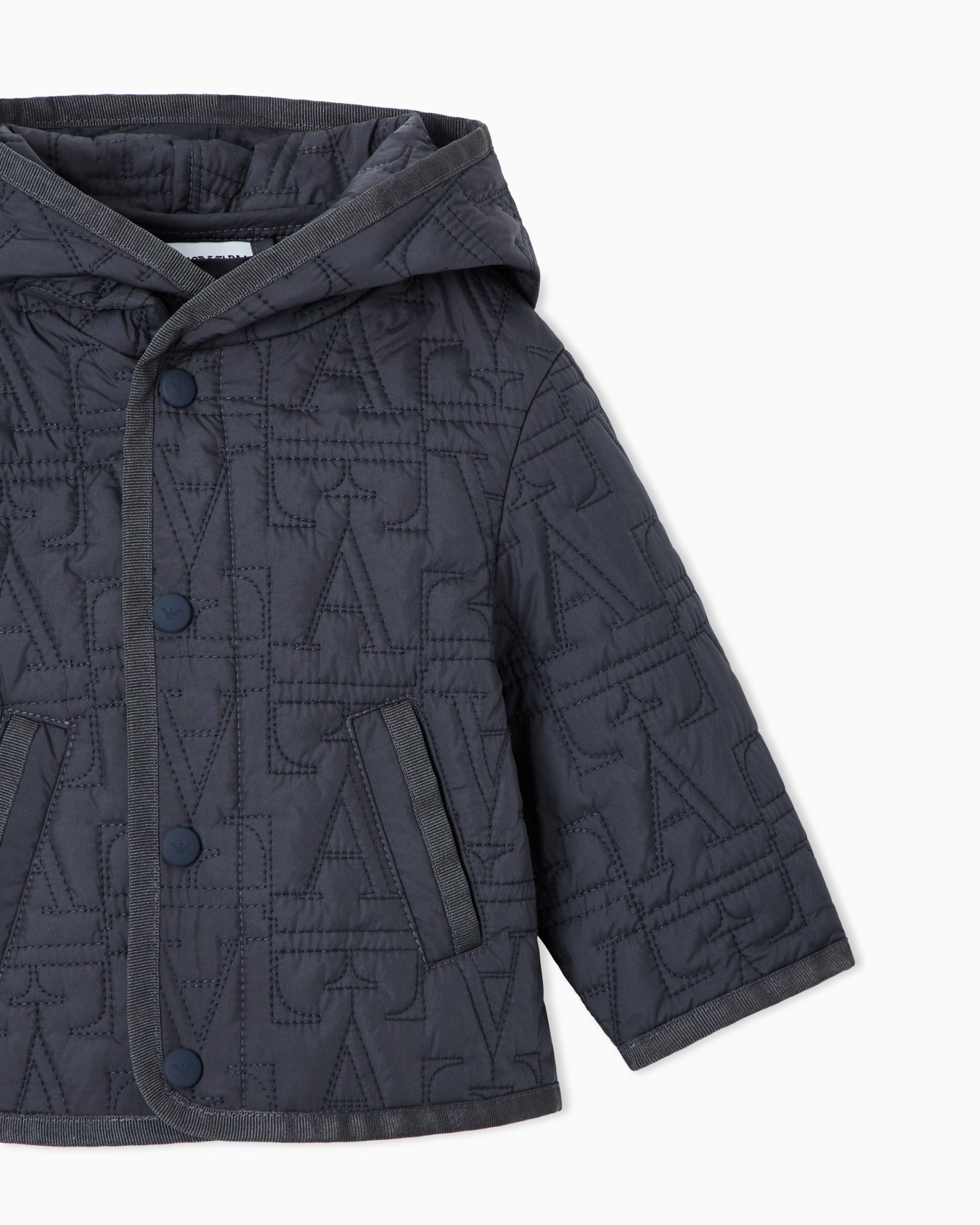 Blouson jacket with a quilted hood and embossed pattern Slide 1