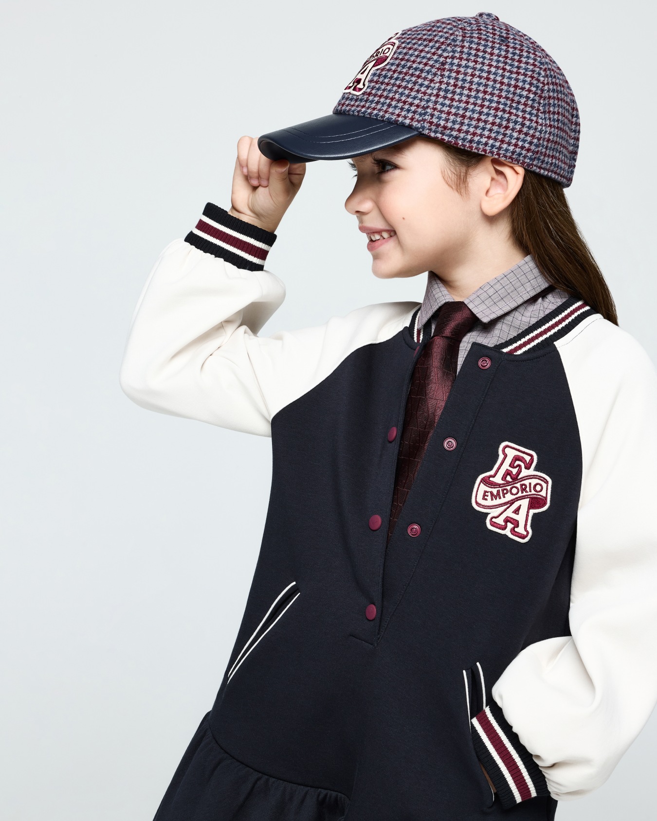 Houndstooth virgin wool baseball hat with a curved brim Slide 2