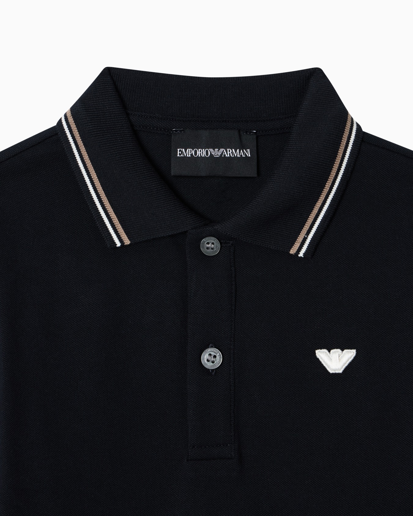 Polo à manches longues en piqué stretch Diapositive 1