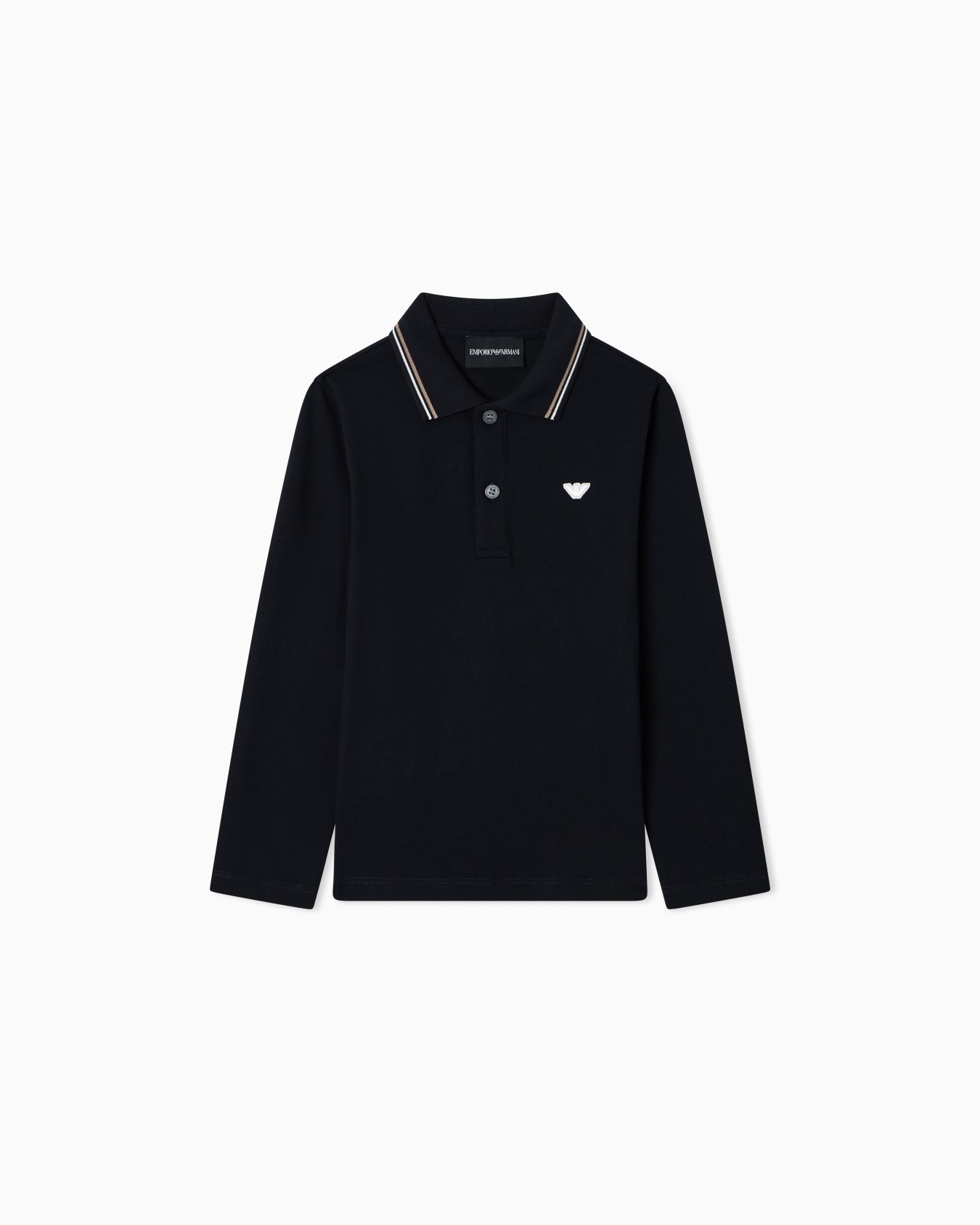 Polo à manches longues en piqué stretch Diapositive 0