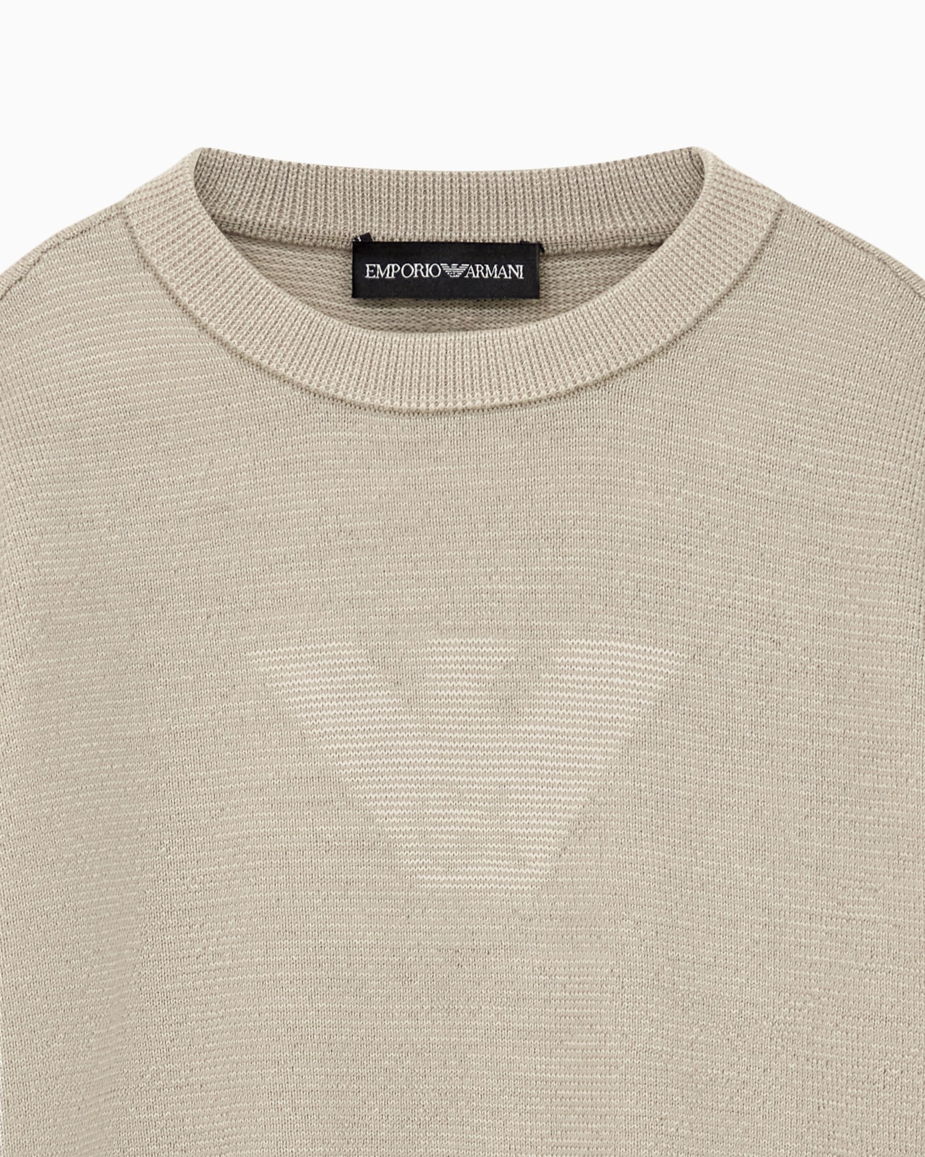 Pullover crew neck in virgin wool with an embossed logo Slide 1