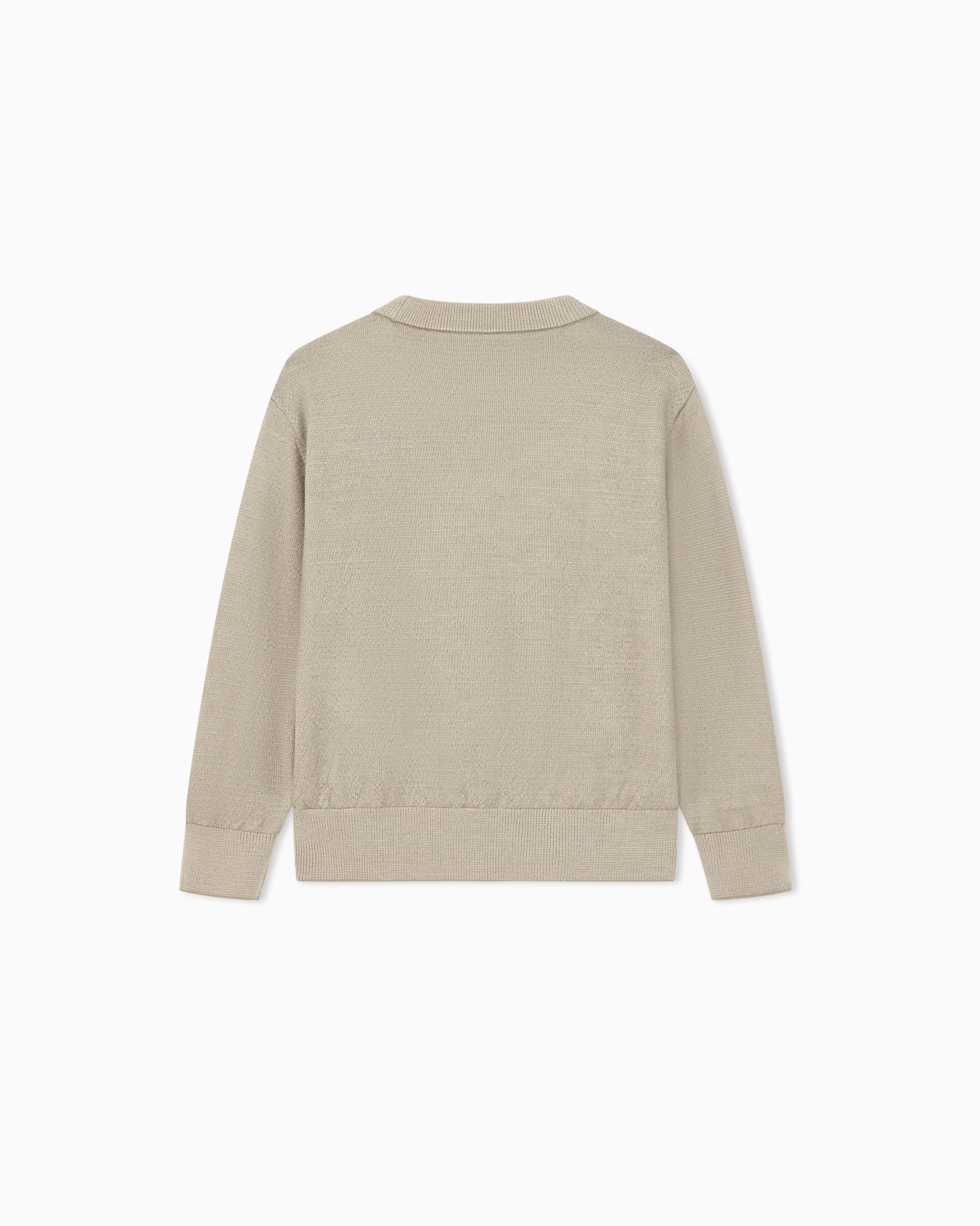 Pullover crew neck in virgin wool with an embossed logo Slide 2