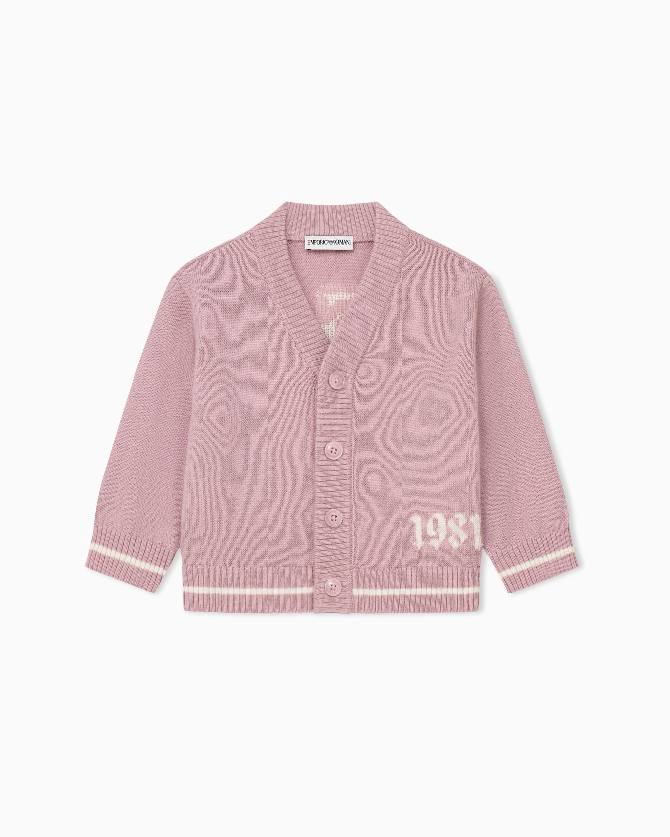 Cardigan bambino con scollo a v bottoni e dettaglio 1981 Slide 0